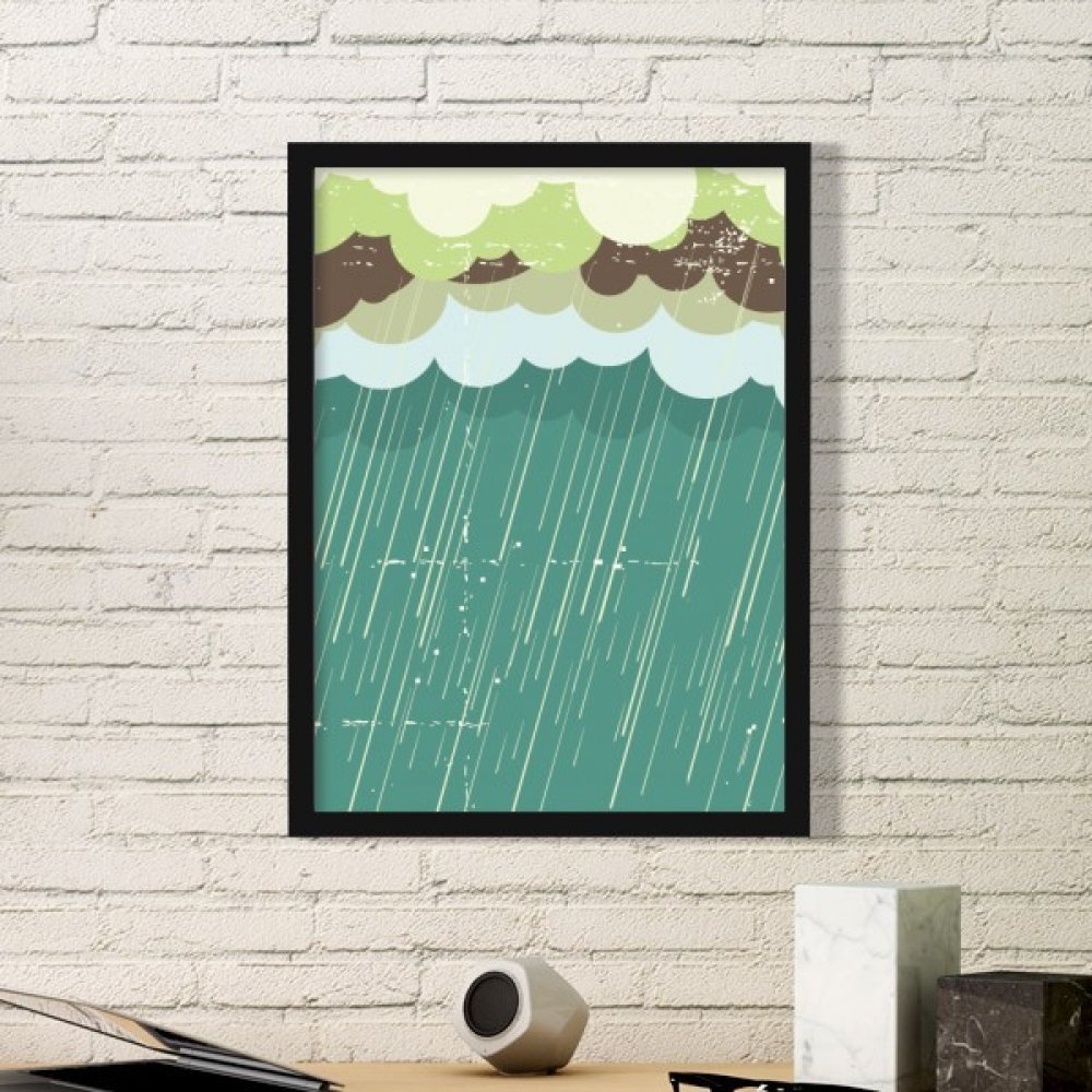 Cadre photo bois noir peinture d'art nuage de pluie de prestige