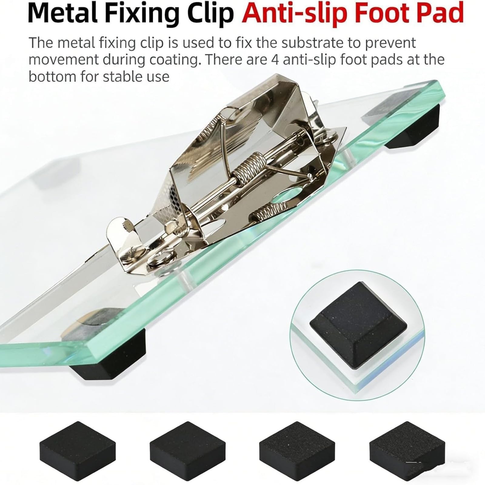 Nassfilm-Applikatorplatte, 8 mm Dicke, Laborglas-Beschichtungsplattform mit Metallclip und rutschfester Unterseite für Farb- und Tintentests, Forschungsgebrauch (180 x 480 mm)
