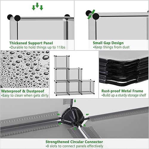 Vista 31 de C&Ahome - Organizador de clóset de almacenamiento para que lo montes tú mismo, Plástico, Negro