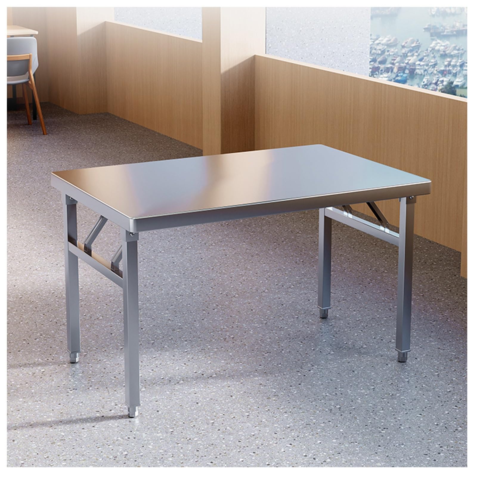 Tavolo da Lavoro in Metallo per Sala da Pranzo Gambe del Tavolo Ispessite Angoli Arrotondati Design Pieghevole a Molla Piedi Arrotondati Silenziosi