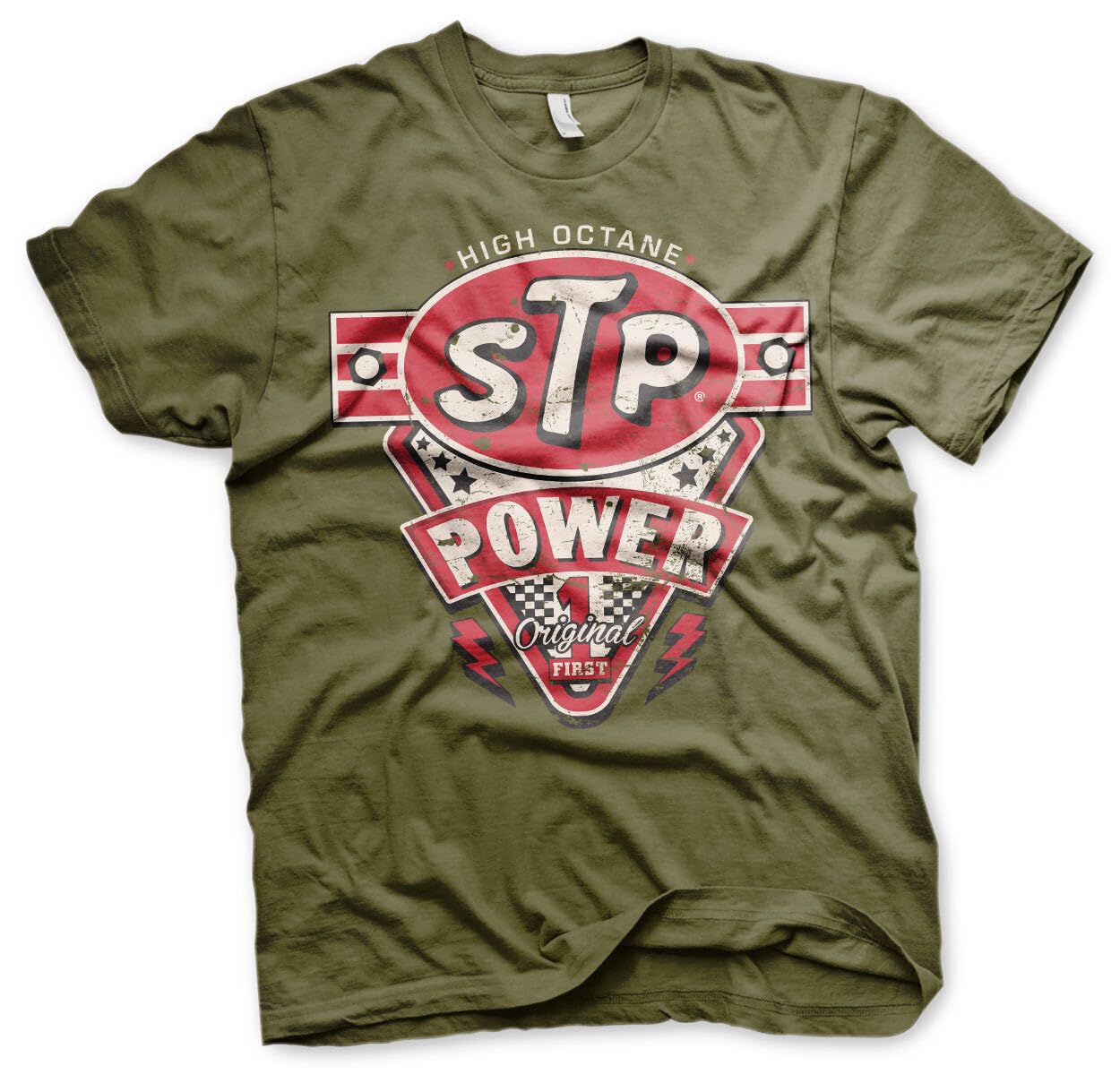 STP Officially Licensed Power Mens T-Shirt (Olive), Medium