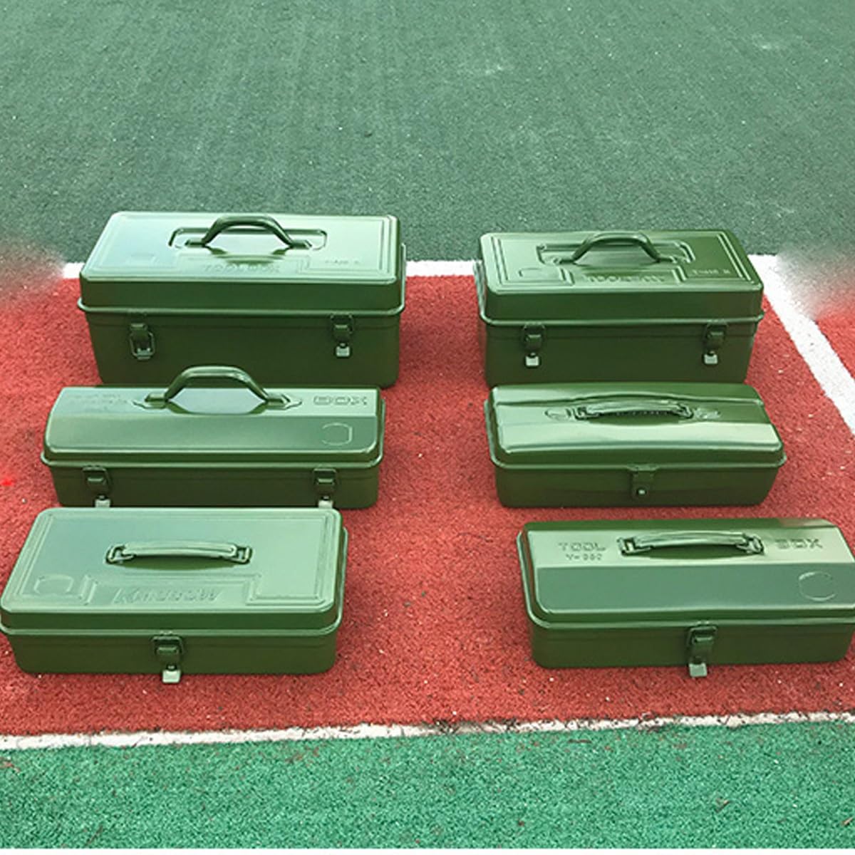 Cassetta degli attrezzi in metallo da 19", cassetta degli attrezzi portatile resistente con vassoio organizer e maniglia, chiusura a scatto in metallo, scatola portaoggetti for il trasporto(1-layer(L1