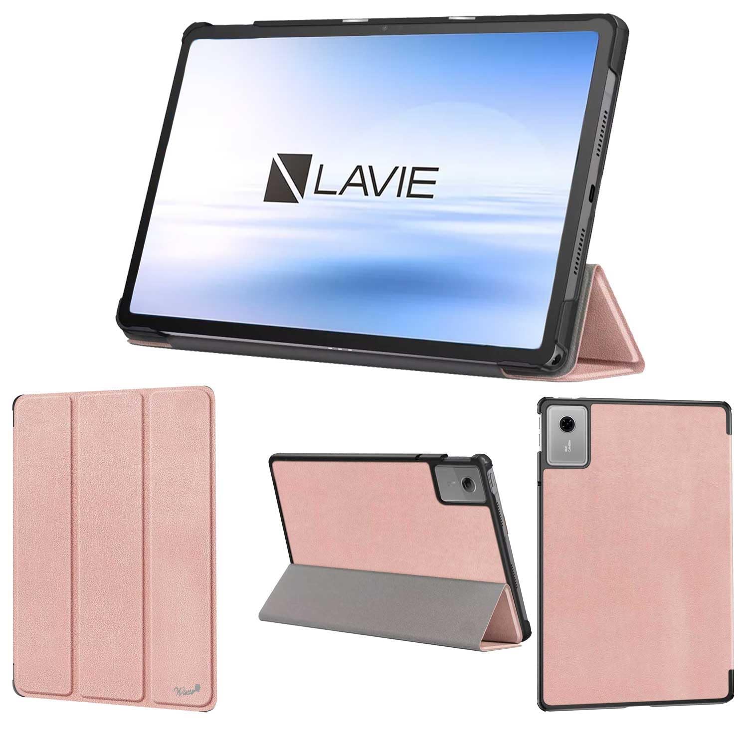 wisers LAVIE Tab T11N T1175/LAS T1175/LAC PC-T1175LAS PC-T1175LAC 対応 タブレットケース (ローズゴールド) 11インチ 対応 (保護フィルム 付き/スリムタイプ) タブレットカバー 2028 新型