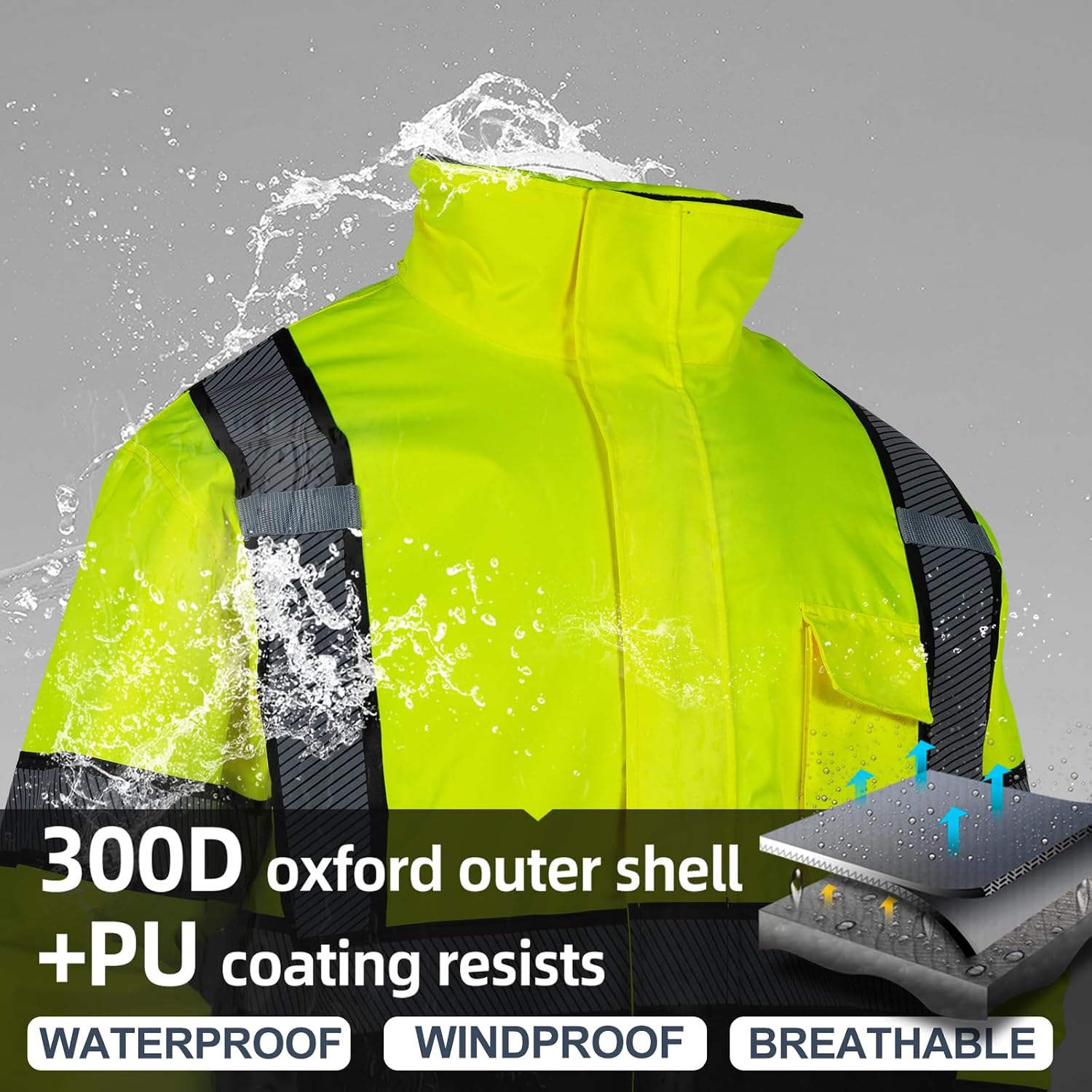 VENDACE Hi Vis Reflective Safety Winter Jackets for Men Polar Fleece Lining ANSI Class 3 Yellow High Visibility Jacket(Yellow,L)