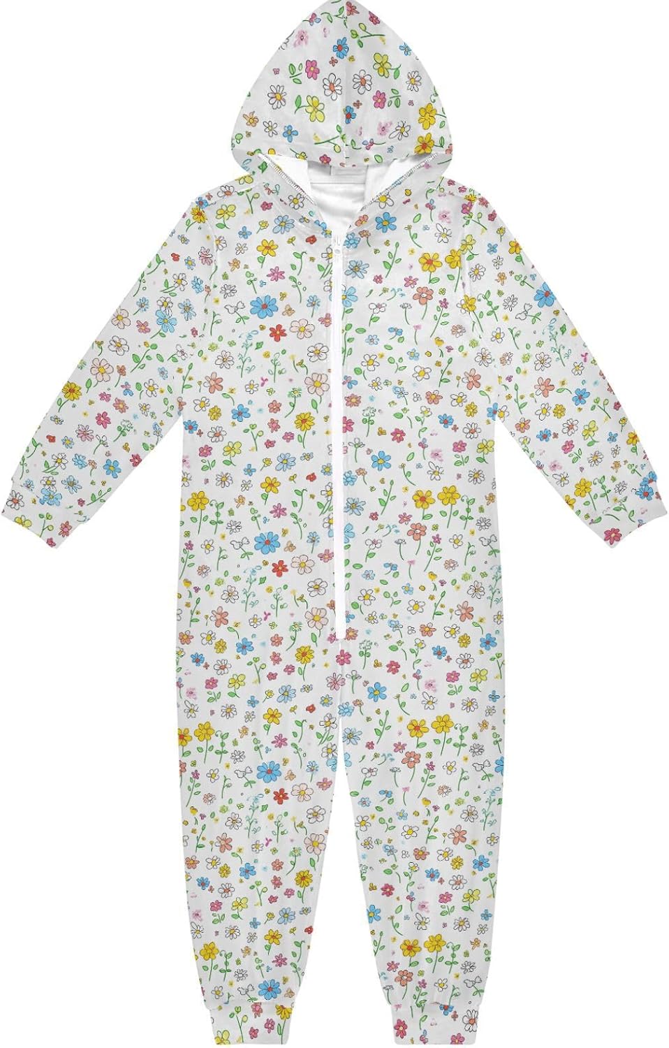 Sleepwear Holiday Pajamas Zipper Hooded One-Piecing Loungewear Sleepwear for Unisex 4-14Y