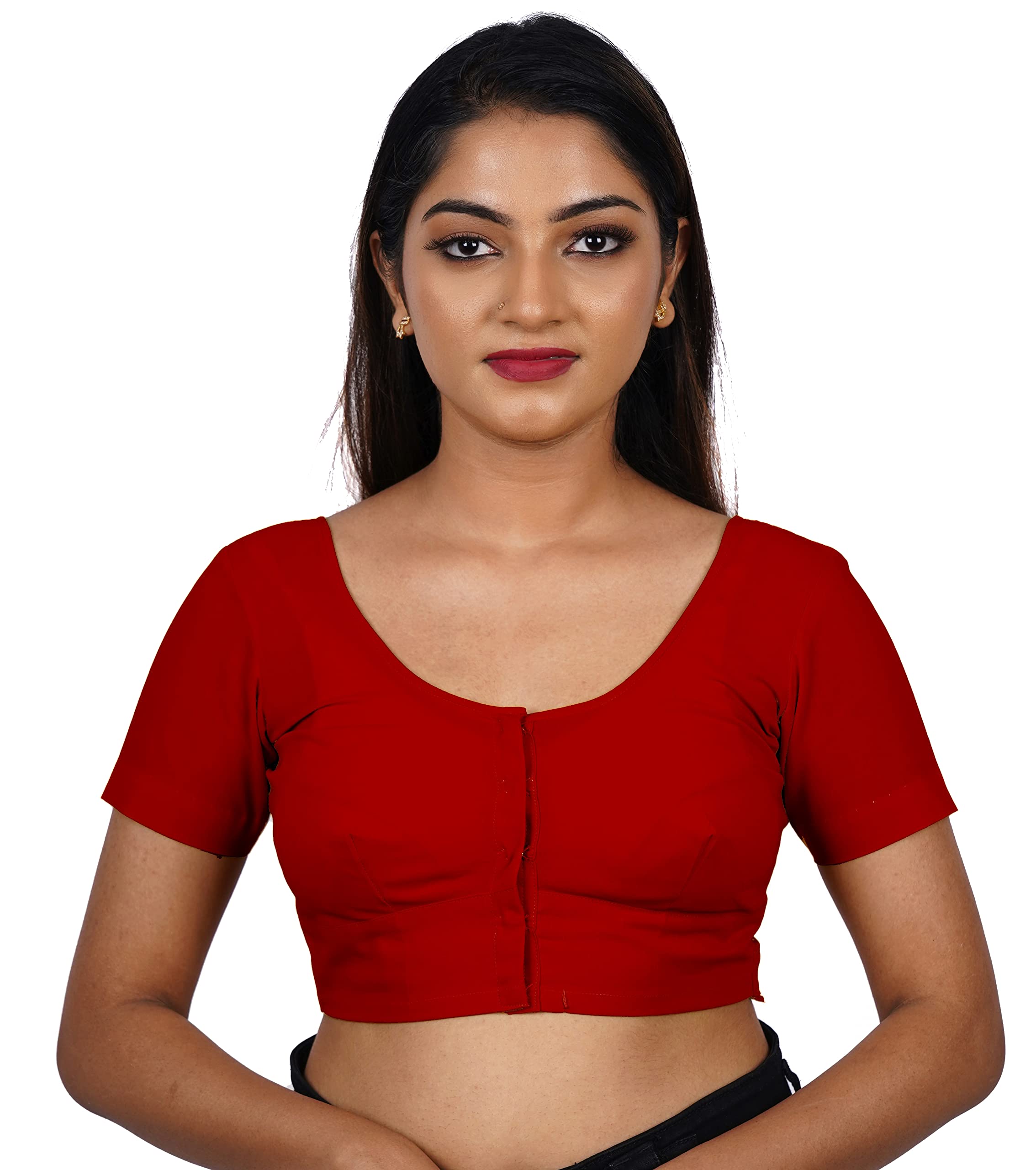 blouzy Readymade/Stitched 2by2 Cotton Saree Wear Blouse (Red Color), Ready to wear Blouse, Made of Soft and Comfortable Fabrics- Red Color-picture-37
