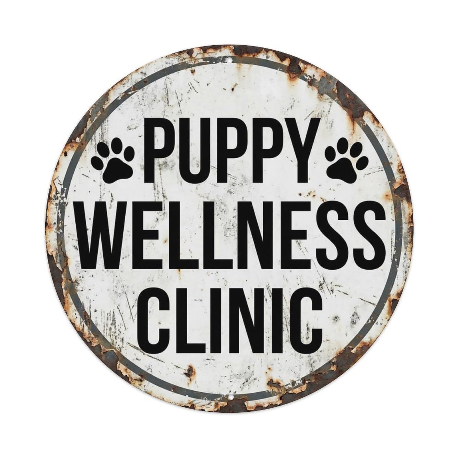 Vintage Puppy Wellness Clinic Center Metal Tin Sign