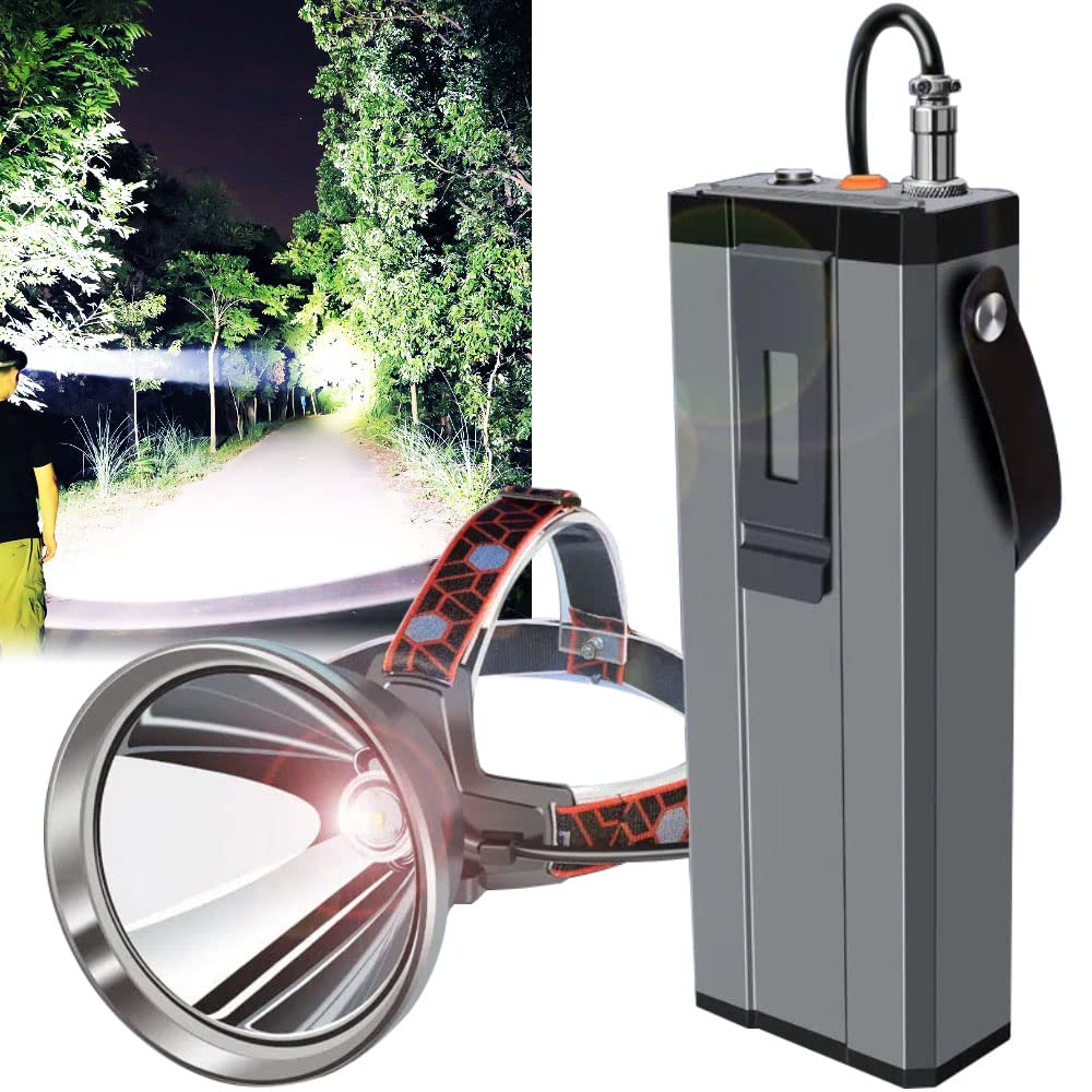 LED Hunting Headlamp 18 Li XHP90 9Core Rechargeable Head Lamp, High Density Aluminum Alloy Material for Adults with a Battery Pack, for Camping, Emergency, Countryside