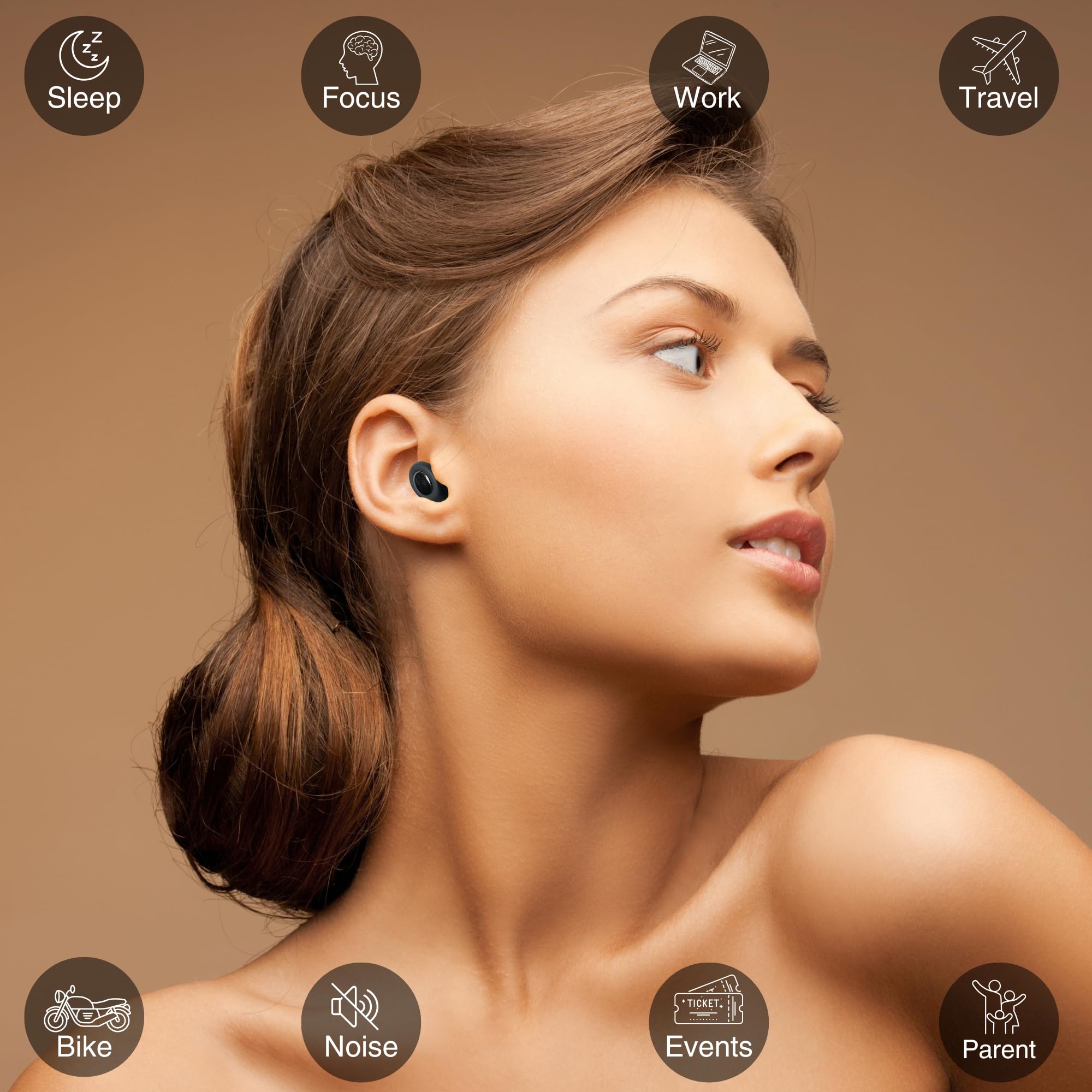 Tapones para los oídos para dormir con cancelación de ruido, protección auditiva de 45 dB, reutilizables, tapones de silicona súper suaves para conciertos, natación, bloqueo de ronquidos y
