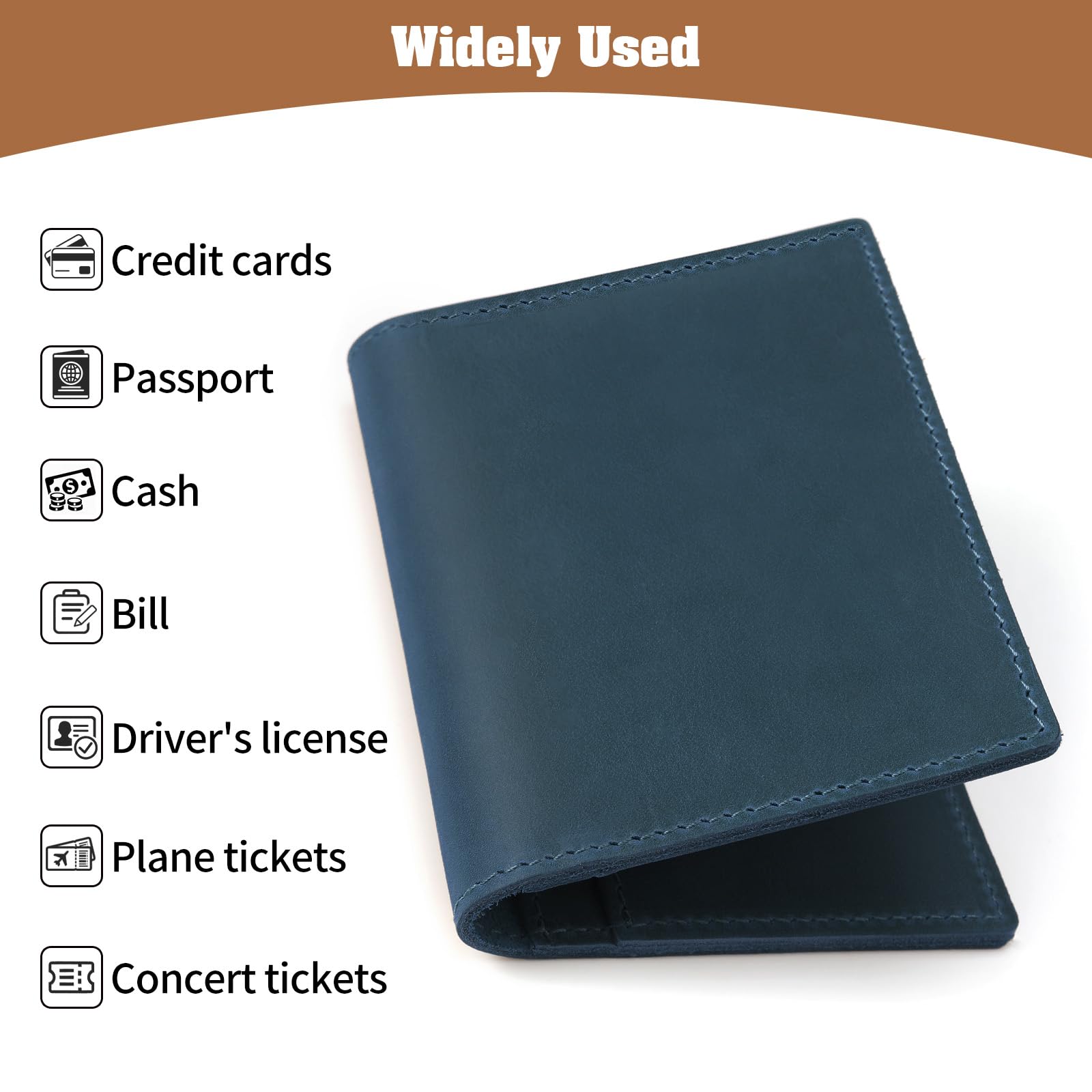 Jack&Chris Funda de piel para pasaporte, funda tipo cartera de viaje para hombres y mujeres, Azul