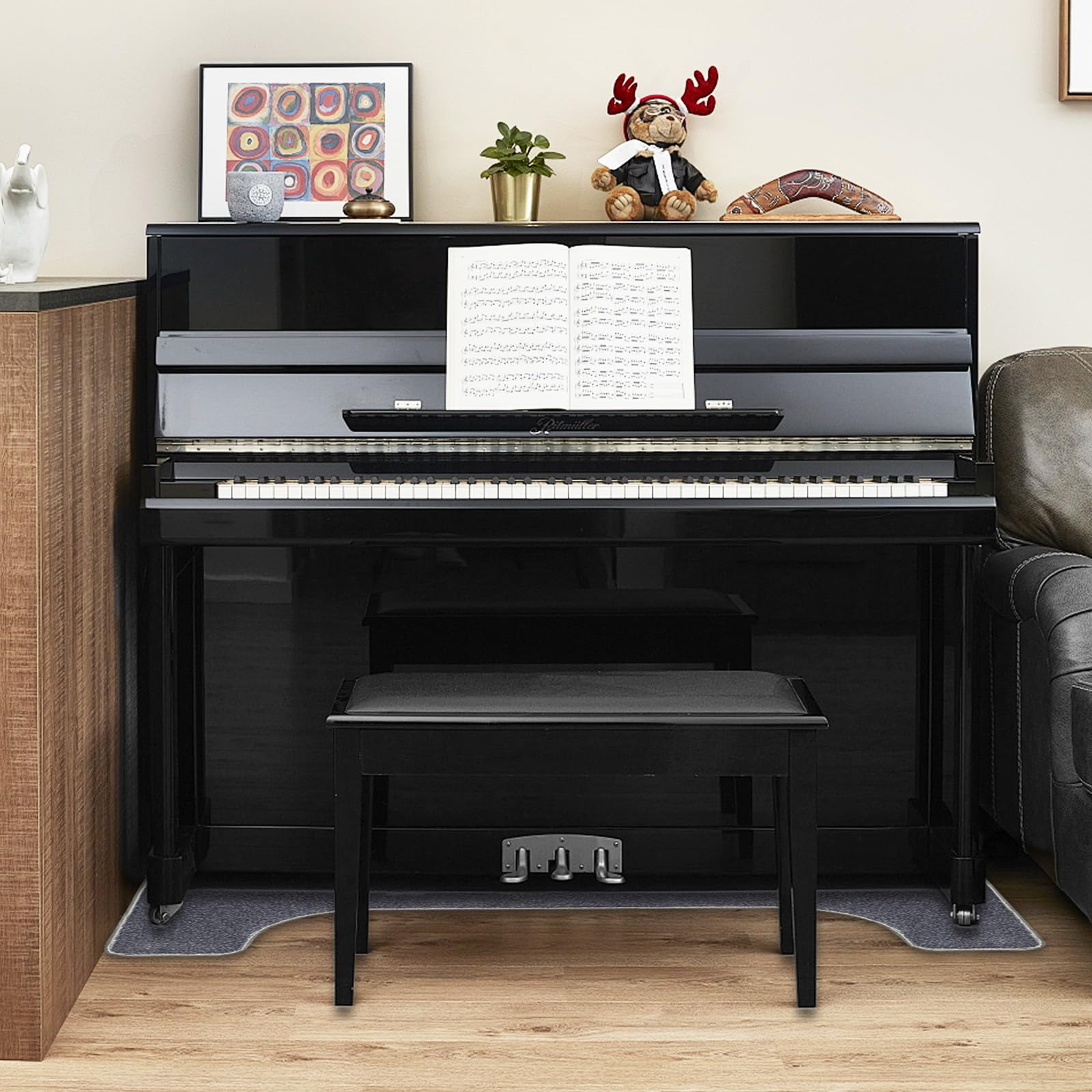 Tapis Piano Acoustique 160x70 cm Antidérapant Isolation Phonique Anti-Vibration pour Sol, Gris