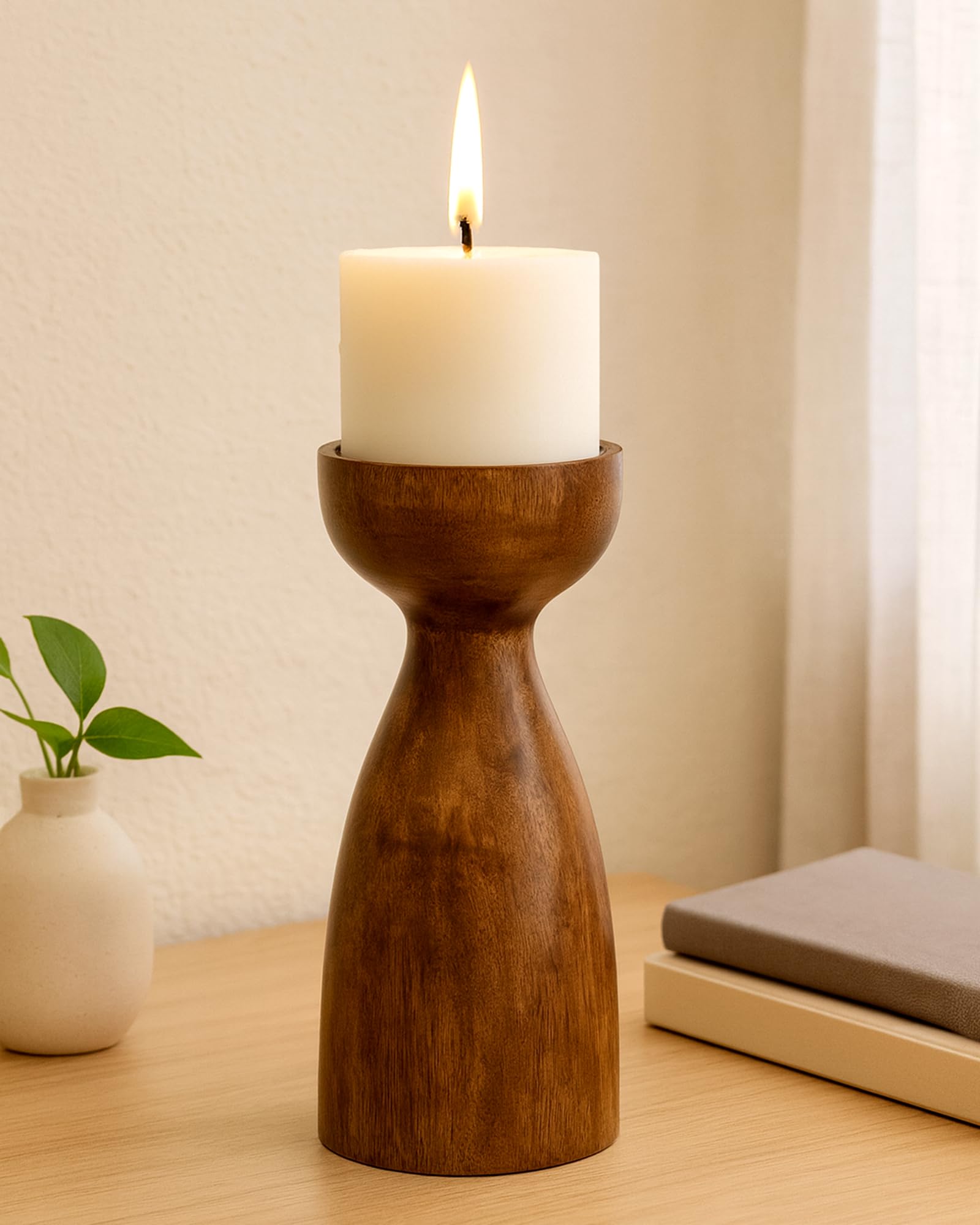 Homesake Wooden Candle Stand Set - Rustic Home Decor -12 Homesake Wooden Candle Stand Set - Rustic Home Decor -12