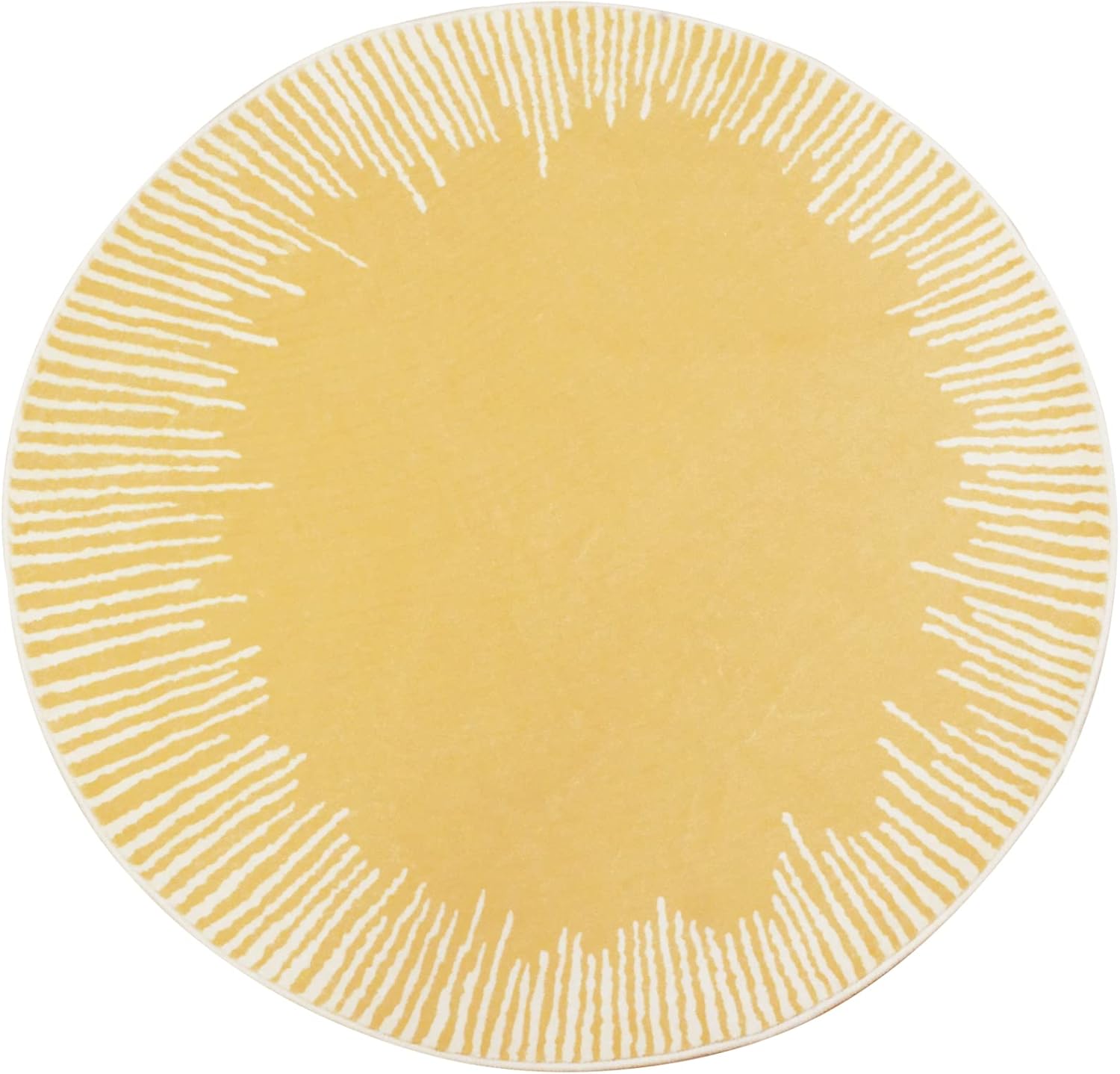 Modern Abstract Rug 5Ft Round Chic Sunshine Rug Nonslip Bedroom Carpet for Kids Nursery Living Room Sun Play Mat Circle Throw Rug for Indoor Home Decor, 5.2Ft, Yellow