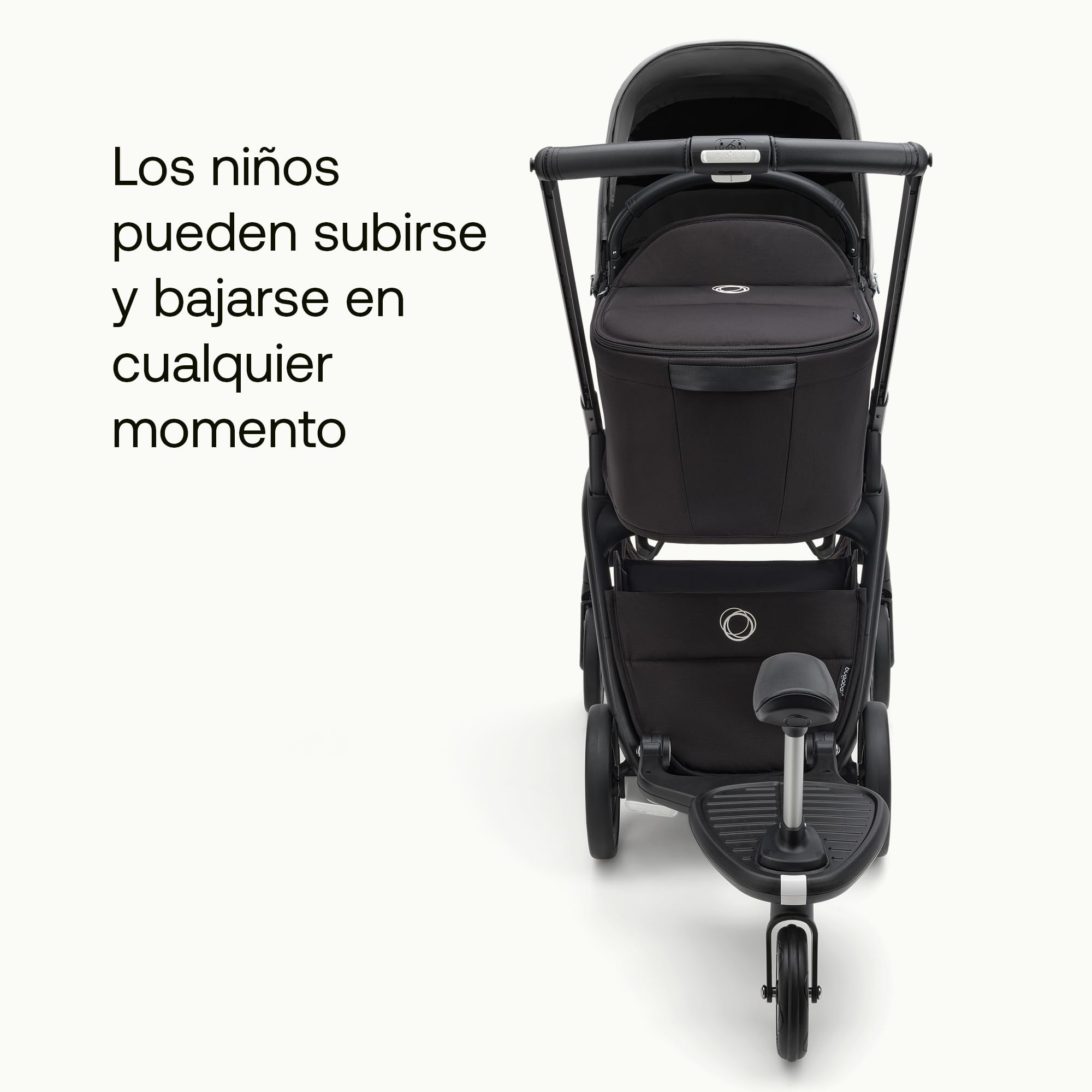 Patinete Acoplado + Bugaboo Comfort, compatible con cualquier carrito Bugaboo, se requieren adaptadores para carritos Cameleon/Donkey/Bee/Buffalo, Buggyboard con opción de Pararse y Sentarse, Negro