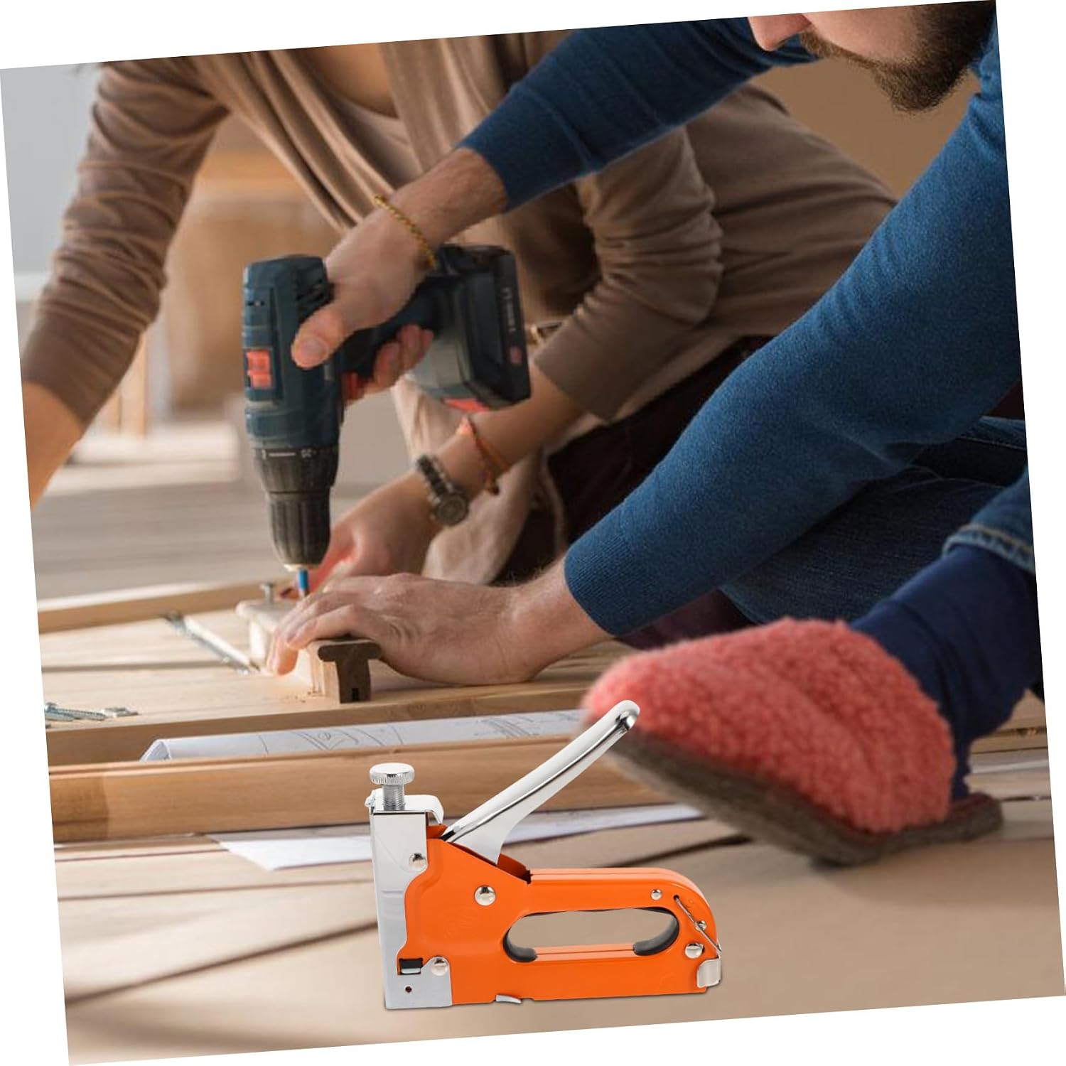 MAGICLULU Manual Wood Stapler Gun Set with Remover and 600 Reusable Staples, Heavy Duty Stapling Tool for Woodworking and Upholstery, Handheld Fastening Device for Carpentry and DIY Projects