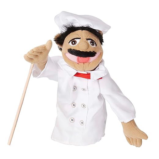 Melissa & Doug Chef Puppet (Al Dente) with Detachable Wooden Rod Pretend Play Chef Puppet Pepe