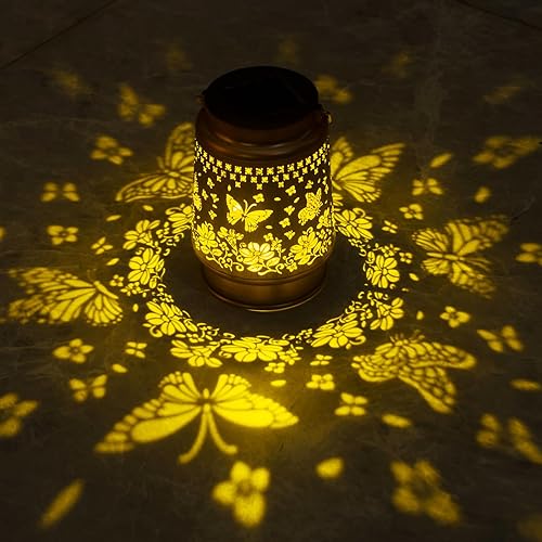 Miniatura 3 de kyoryuger Farol solar de mariposa para exteriores, decoración de jardín, luces solares RGB, regalos para mujeres, mamá, abuela, retro, de metal