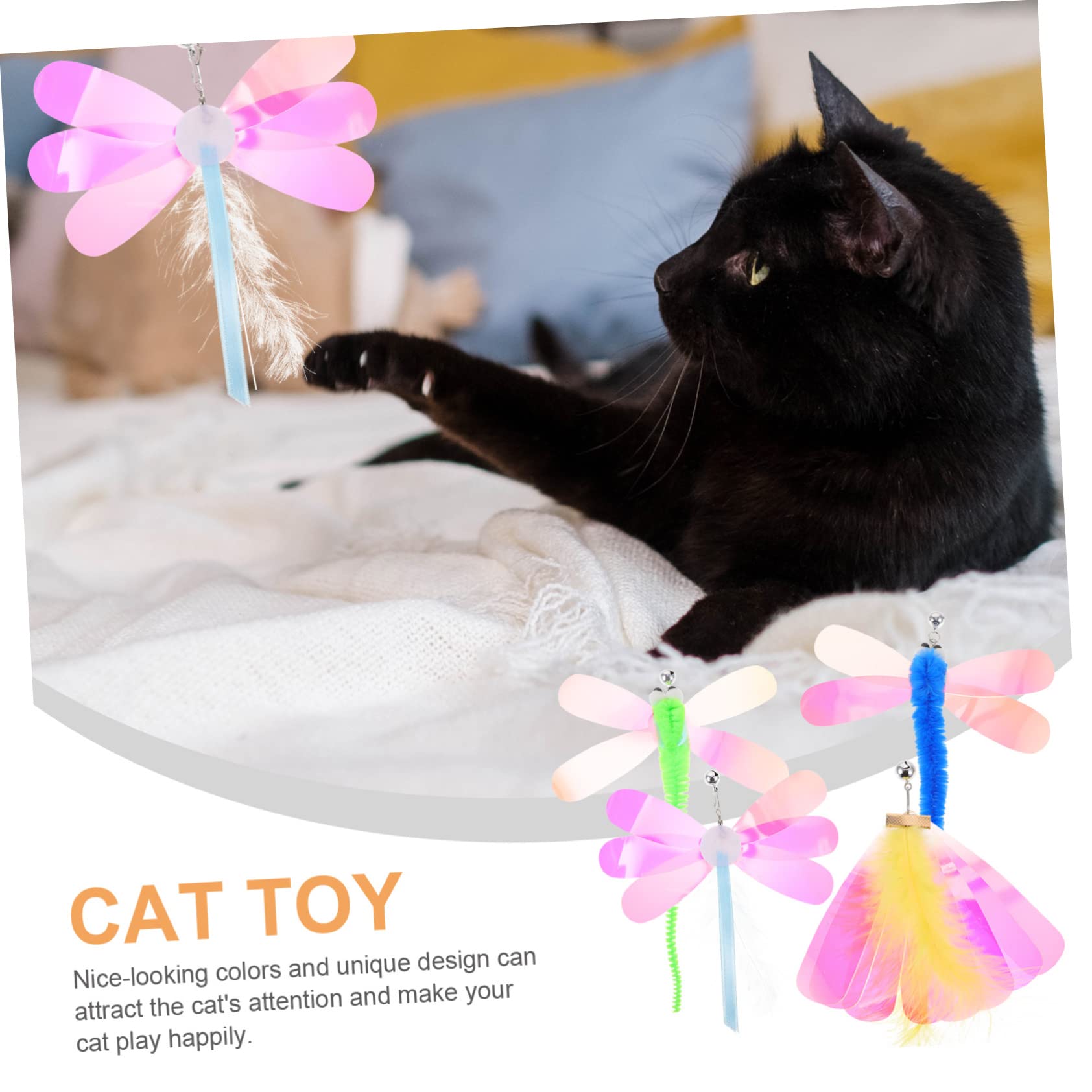Supvox 40stücke Teiliges Katzenangel Spielzeug Set Mit Bunten Ersatzteilen Interaktive Katzenspielzeuge Für Gesunde Und Spaß Drachenfliegen Und Schmetterlingen
