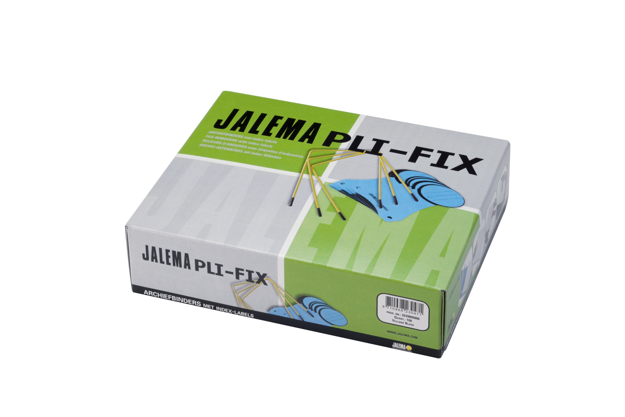 Jalema Pli-Fix 2639800000, capacità di riempimento circa 700 fogli, confezione da 100 pezzi, fori da 88 mm, giallo