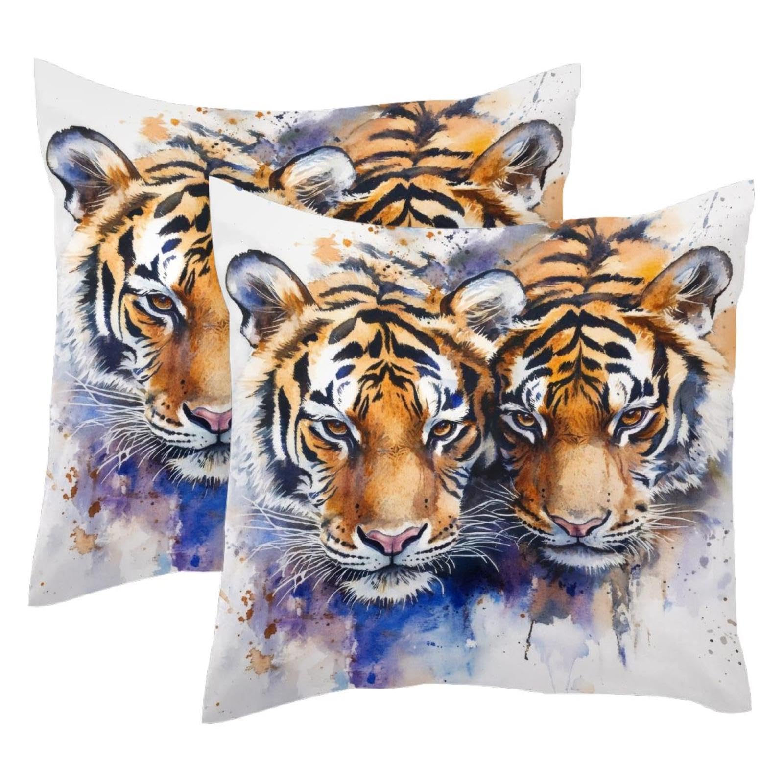 Fundas de cojín de terciopelo de tigre de 50x50 cm de doble cara para salón y cama