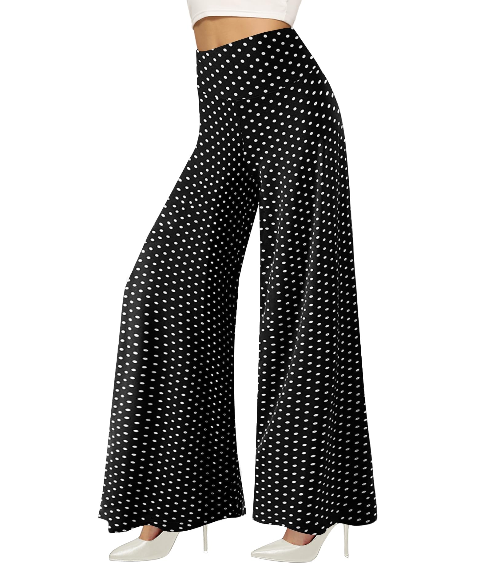 QGGQDD Wide Leg Palazzo Pants for Women - Casual Soft High Waist Lounge Pants Loose Comfy Stretchy Trousers