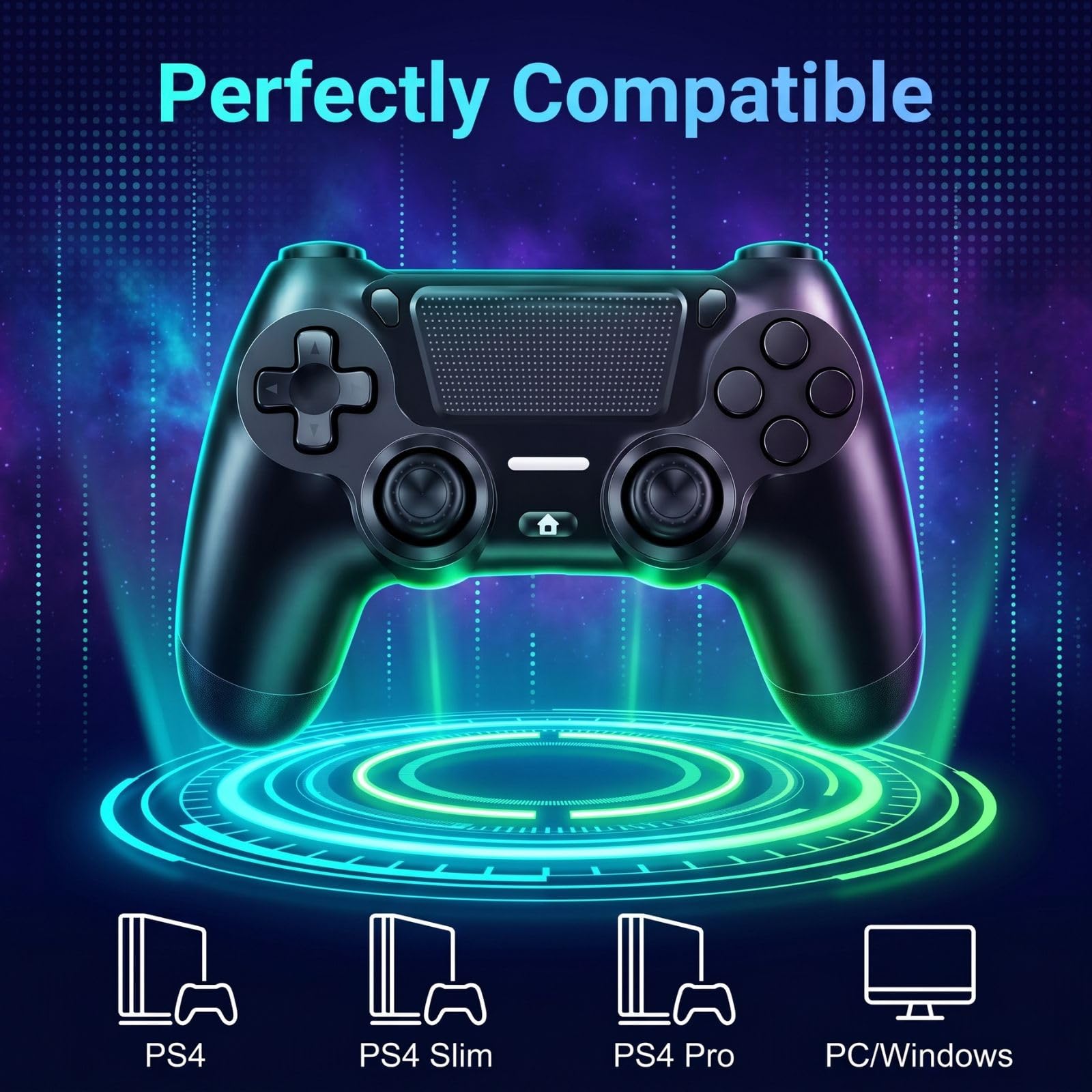 BJXOZ Wireless Controller for PS4, with USB-C Port, Hyper-Sensitive 360° Sticks, Vibration, Speaker, Ergonomic Grip, 6-Axis Sensor, Audio Jack, Multi Touch Pad, Gamepad for PS4/Slim/Pro/PC — view 2