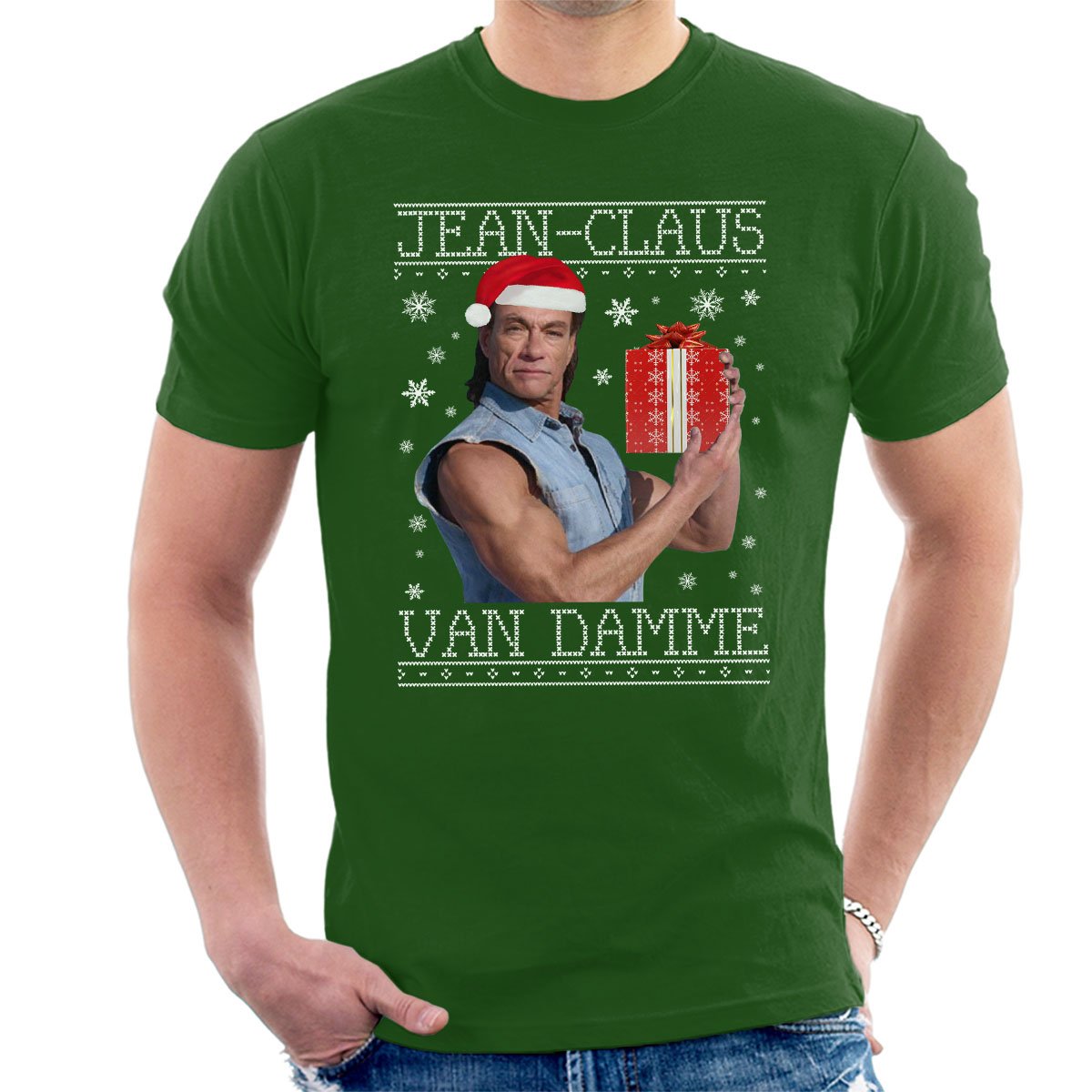 Cloud City 7Jean Claus Van Damme Christmas Knit Men's T-Shirt