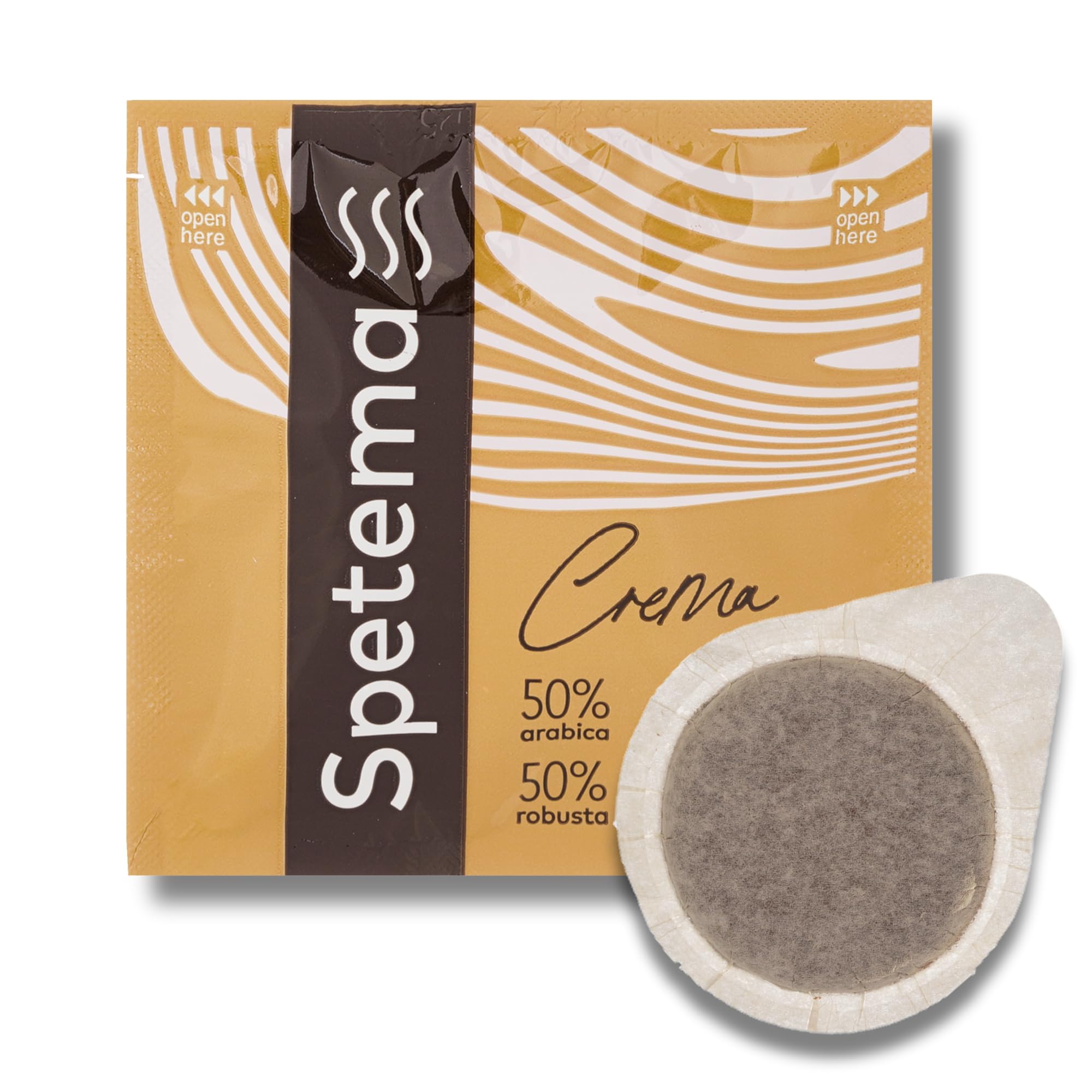 Spetema E.S.E Kaffeepads ESPRESSO CREMA, 144 Pads, Intensität 5/10 | Mittlere Röstung, 50% Arabica & 50% Robusta, 144 E.S.E Coffee Pods für Pad-Maschine, (8 Boxen x 18 Pads)
