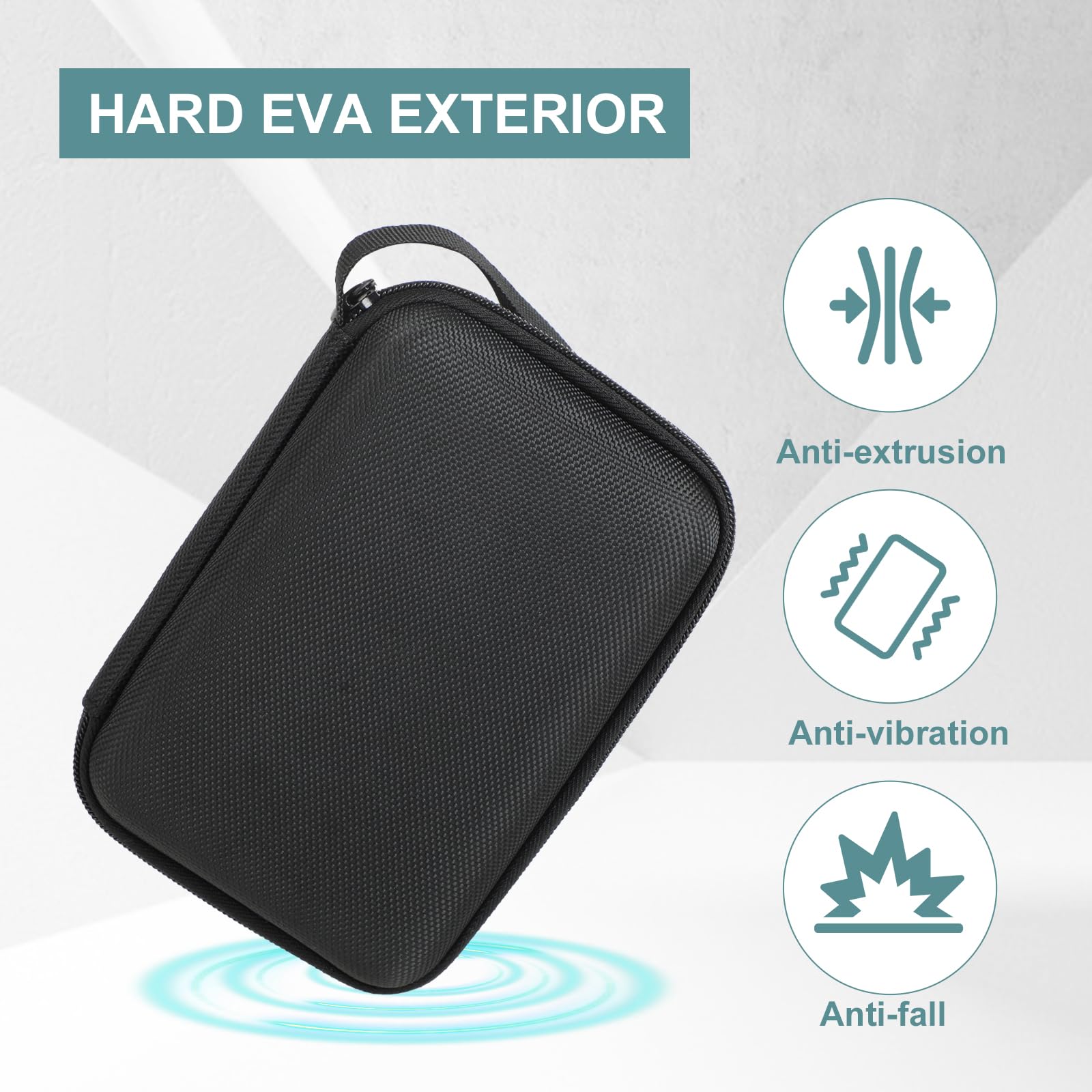 Custodia Rigida per Hard Disk Esterno 2.5" - Compatibile con Toshiba Canvio Basics/Advance, WD My Passport/Elements, Seagate Backup Plus - Antiurto, Impermeabile, Leggera (15x11x5 cm) - Nero