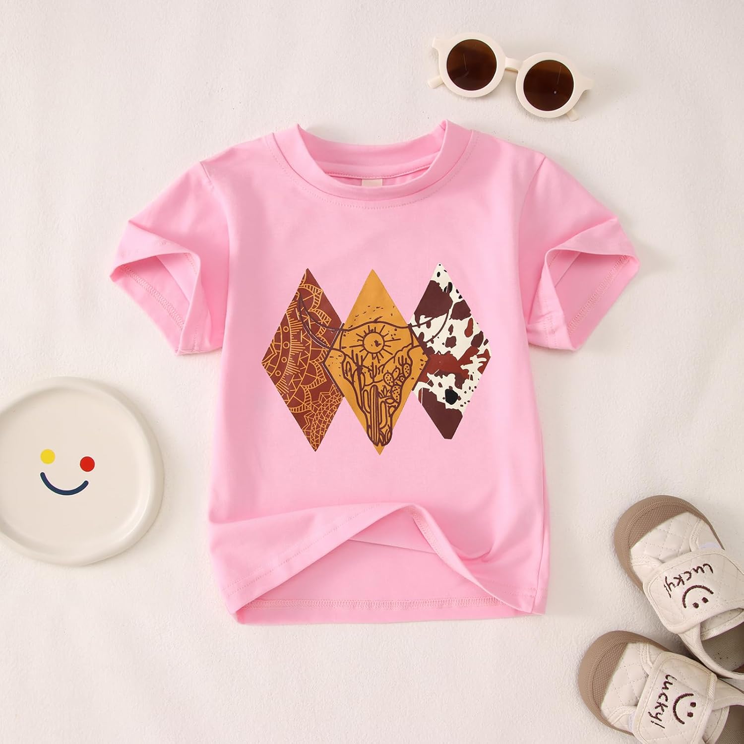 MODNTOGA Toddler Baby Girl Rodeo Cow Skull Shirt Retro Cowgirl Graphic T-Shirt Western Cow Print Summer Tee Short Sleeve Tops - Image 7