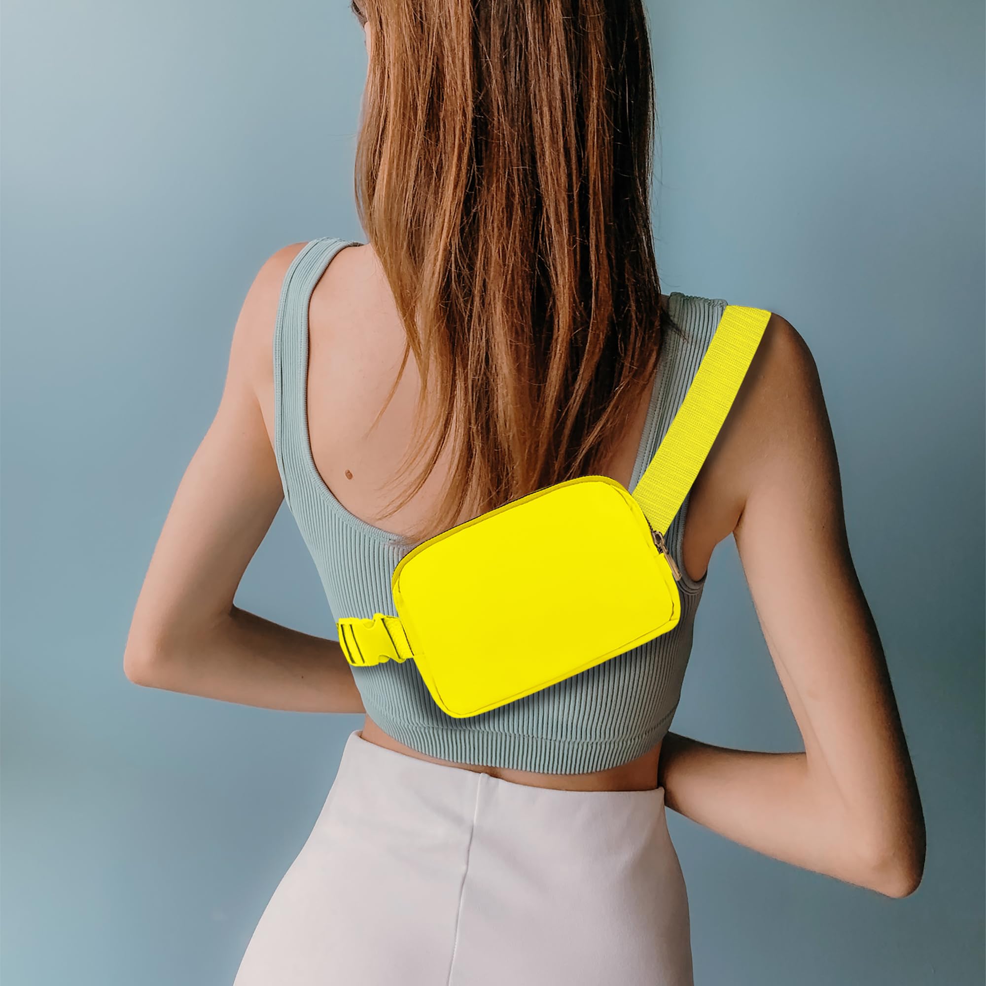Riñonera cruzada para mujeres y hombres, riñonera para senderismo, riñonera con correa ajustable, riñonera para correr, entrenamiento, deportes, viajes, negro+amarillo, [IN], Riñonera de dos