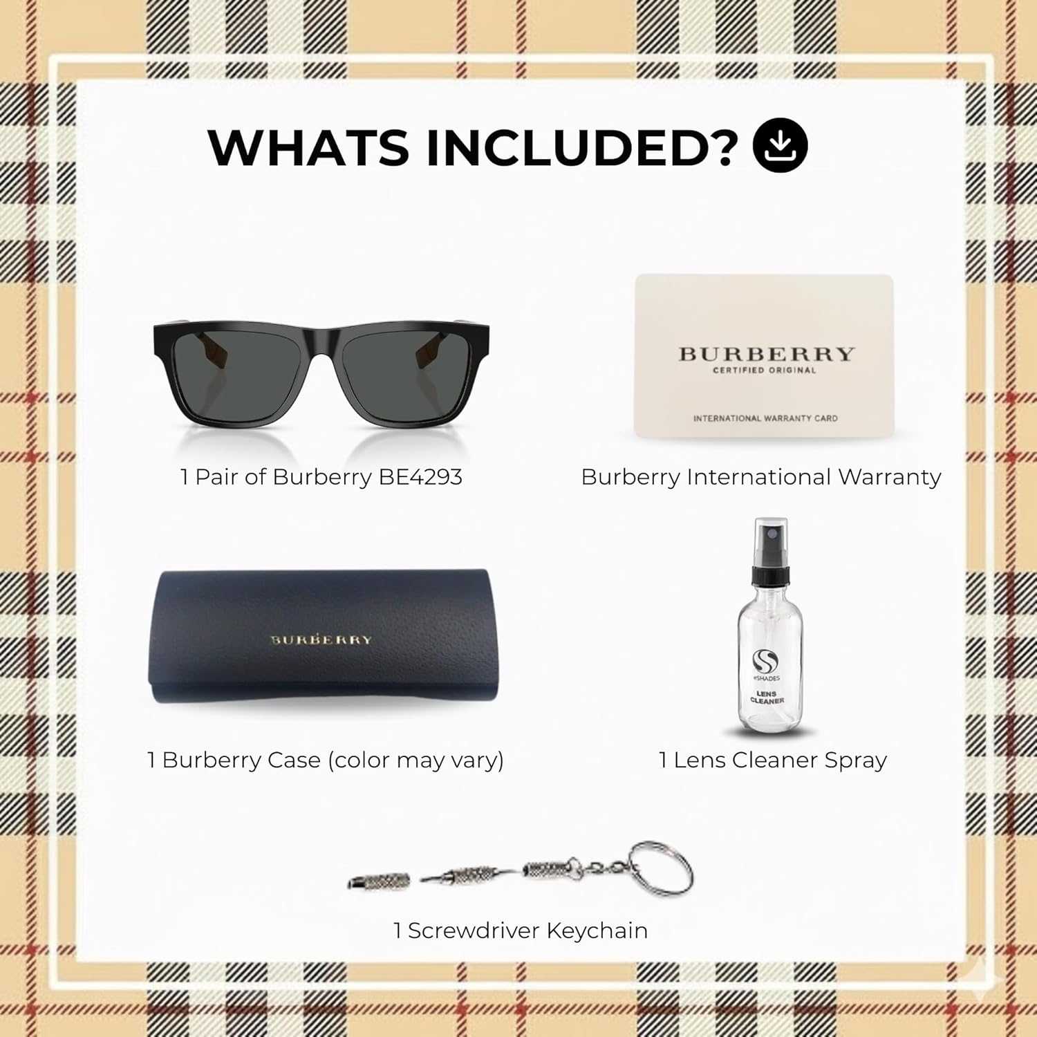 BURBERRY BE4293 Square Shape Acetate Sunglasses with Luxury Eyewear Kit - Image 3