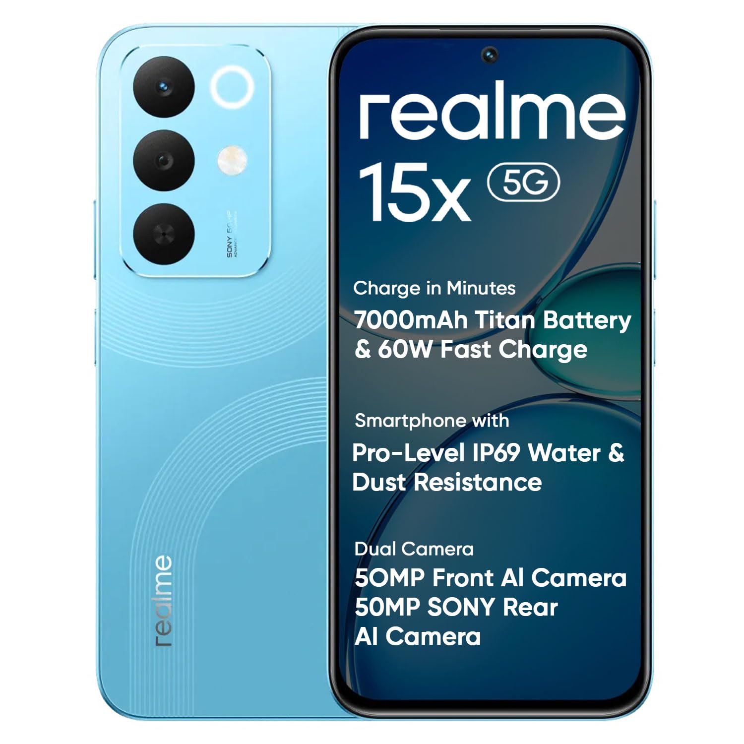 realme 15X 5G Smartphone Aqua Blue 8+128GB, 6.8-inch Screen, 144Hz Display,7000mAh Battery, 60W Fast Charging, 50+50MP AI Camera,Dimensity 6300 6nm Octa-core chipset Processor, IP69-image-29