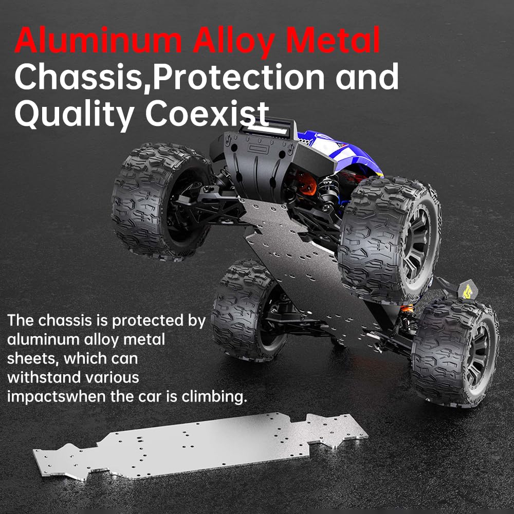 Auto radiocomandata 1/14 per adulti, velocità massima 100 km/h, motore senza spazzole 3S RC Car ad alta velocità Offroad Drift Auto da corsa, 4WD Off Road Race Buggy, 3 batterie (blu)