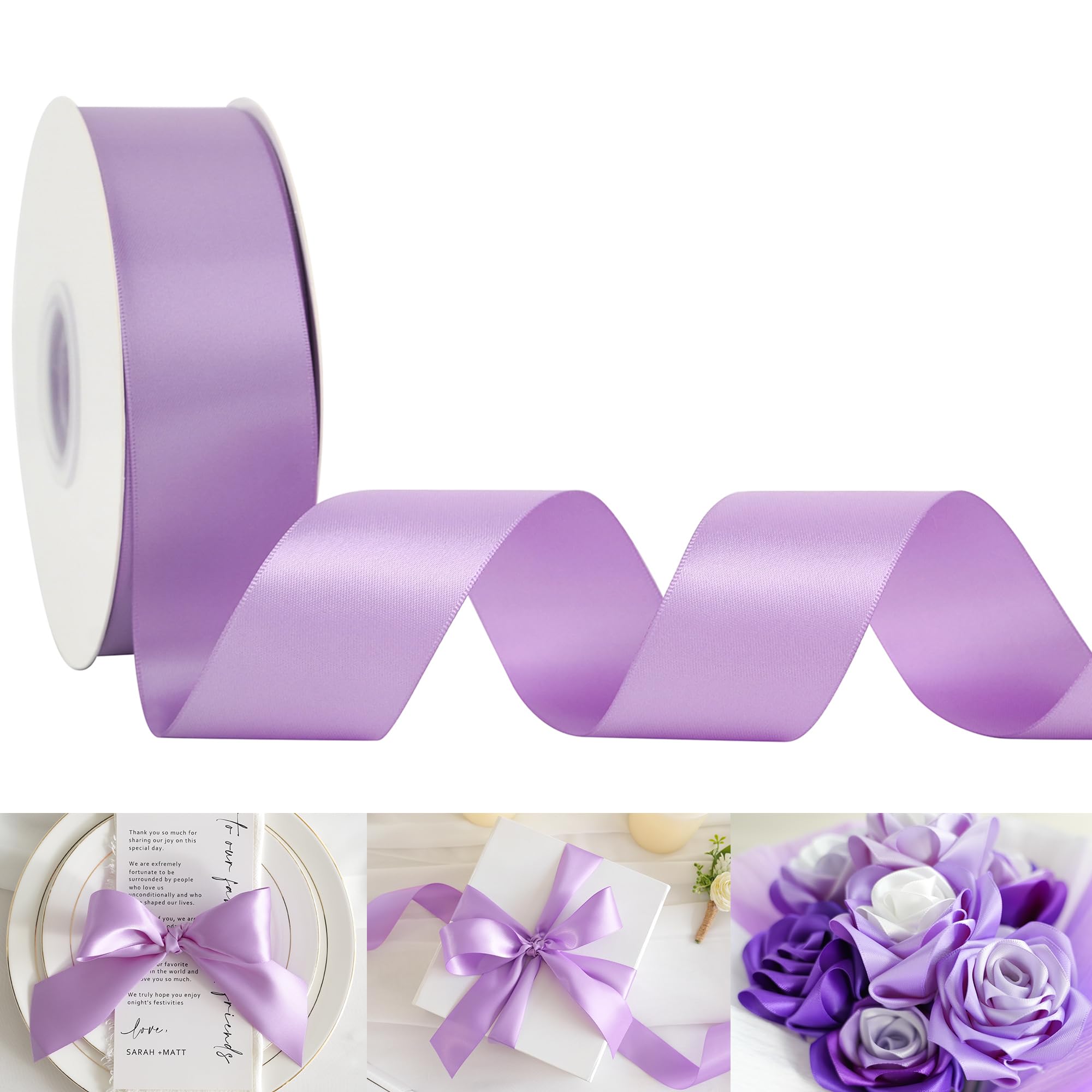 Amazon.com: HUIHUANG Lilac Satin Ribbon 1-1/2 inch x 50 Yards