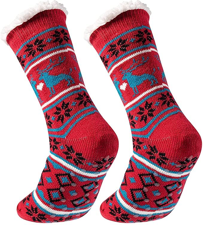 Buy Malvina Women Men Sherpa Lining Fuzzy Slipper Socks, Winter Crochet