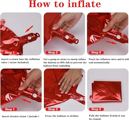 Miniatura 6 de Globo rojo gigante del número 6 de 40 pulgadas, globos de aluminio de Mylar con helio para fiestas de cumpleaños, decoraciones de cumpleaños n. 6