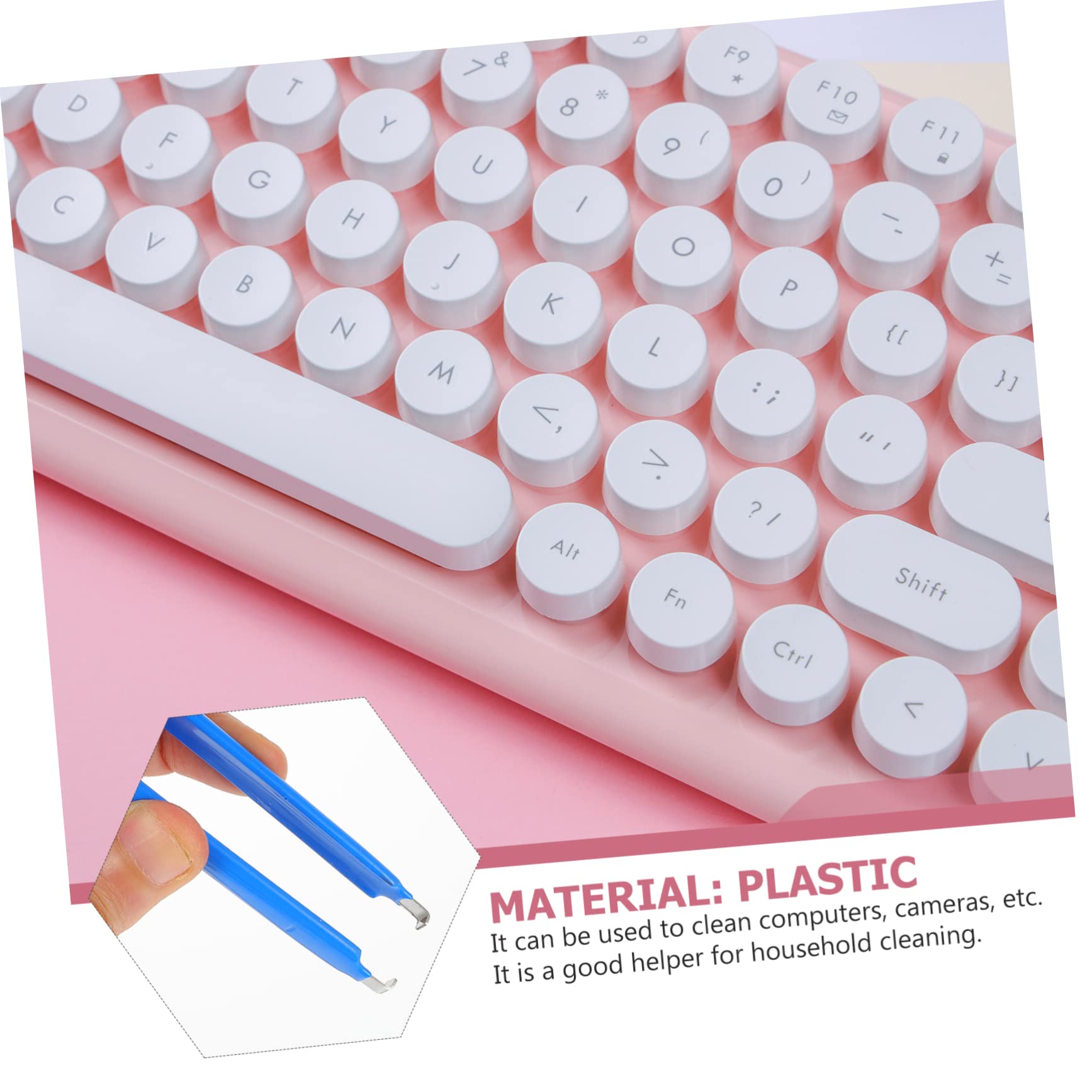 Mikikit 1 Set Keyboard Cleaning Kit Key Cap Puller Brush Non-Slip Electroplating Surface for Easy Use