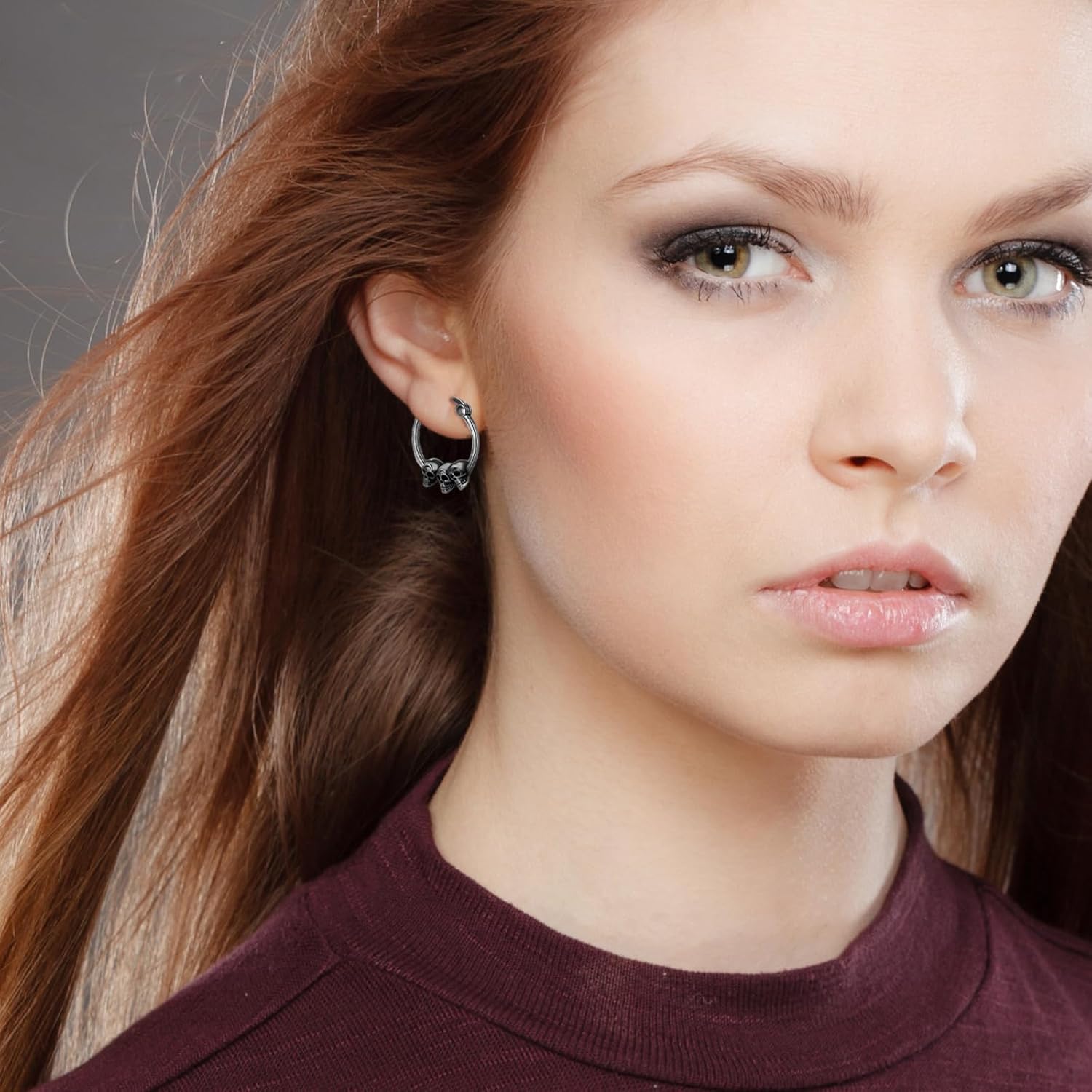 Gothic Skull Stud Earrings - Retro Punk Skeleton Design for Women & Men - Spooky Halloween Jewelry - Image 4