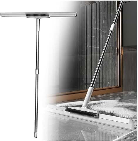 Silicone Brooms for Floor Cleaning, with Brush and 2 Scrape, 49'' Adjustable Handle Air Broom as Seen on Tv, Floor Squeegee Heavy Duty for Concrete Floor,Bathroom Tile