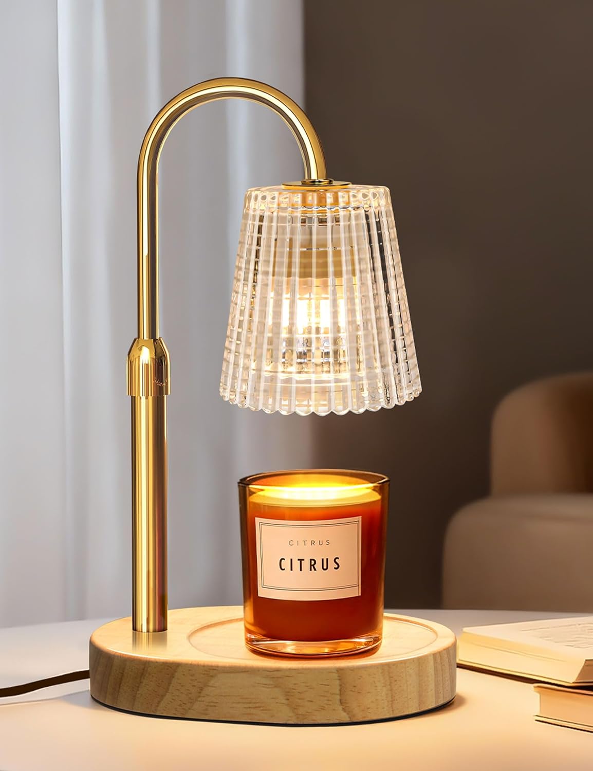 Candle Warmer Lamp with Timer Dimmer Adjustable Height, Electric Wax Melts Warmer for Jar Candles, Birthday Christmas House Warming Gifts for Women Mom, New Home Bedroom Decor with 2 Bulbs