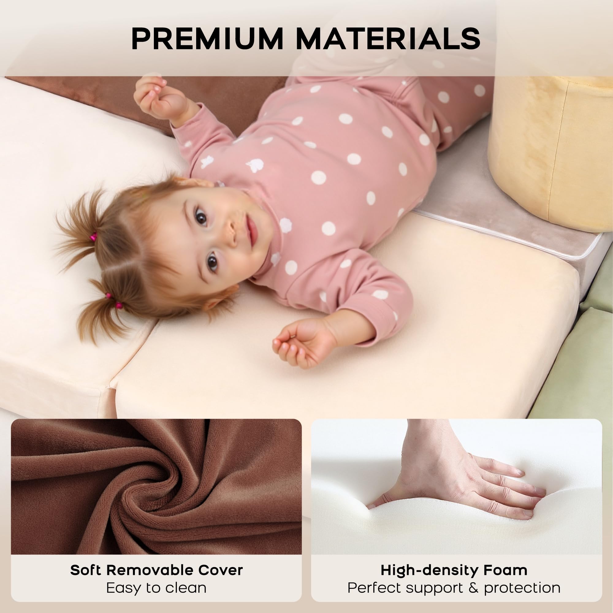 BanaSuper Parcours de Motricité, Blocs de Mousse Bébé 7 pcs, Module de Motricité Enfant Intérieur, Tapis de Jeu & Blocs d'escalade, Jeu d'Éveil Sensoriel et Physique, Cadeau pour Filles et Garçons