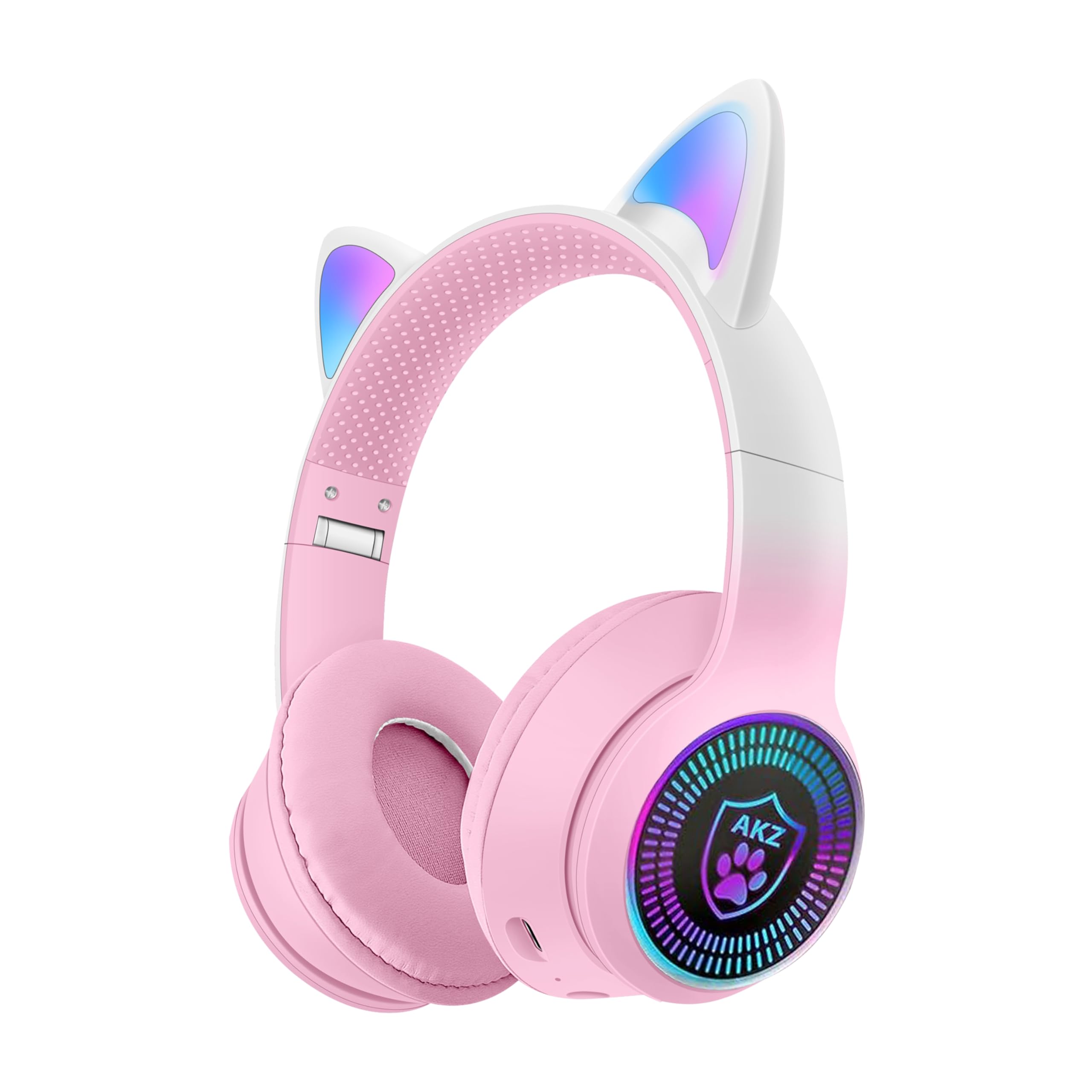 Cat Ear Gaming Bluetooth 5.2 Kabellose Faltbare Kopfhörer mit LED-Licht, Stereo-Spiel Surround Sound Over-Ear Headsets mit Mikrofon AUX für PC, Pad, Handy, Laptop, Spiel, Kinder, Geschenk