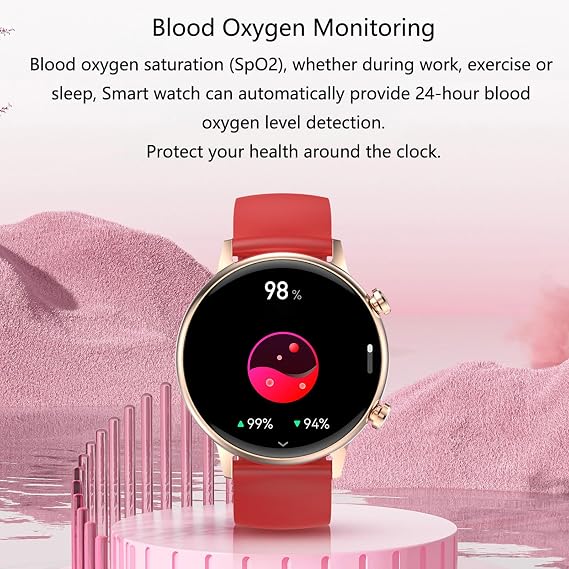 Kmccd Inteligente Mujer, 1.1'' AMOLED Smartwatch Mujer, Llamadas y Asistente Voz, 123 Deportes Modo Kmccd Deportivo para Android iOS, Silicone + White