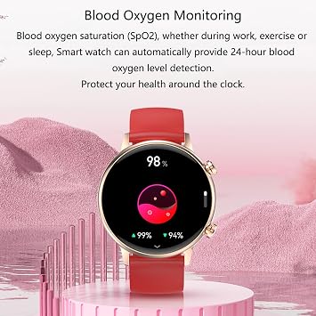 Kmccd Inteligente Mujer, 1.1'' AMOLED Smartwatch Mujer, Llamadas y Asistente Voz, 123 Deportes Modo Kmccd Deportivo para Android iOS, Silicone + White