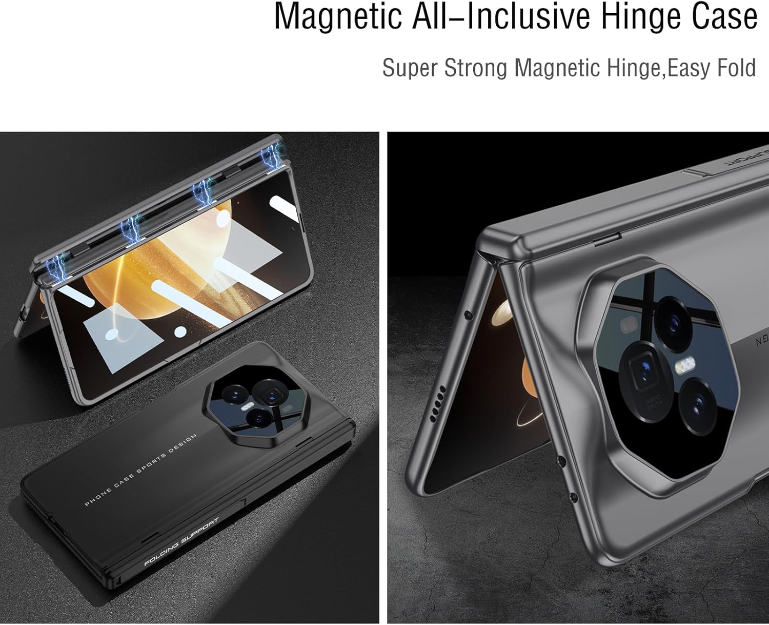 Close-up of the magnetic hinge protection mechanism on the ZORSOME case for Huawei Honor Magic V3.