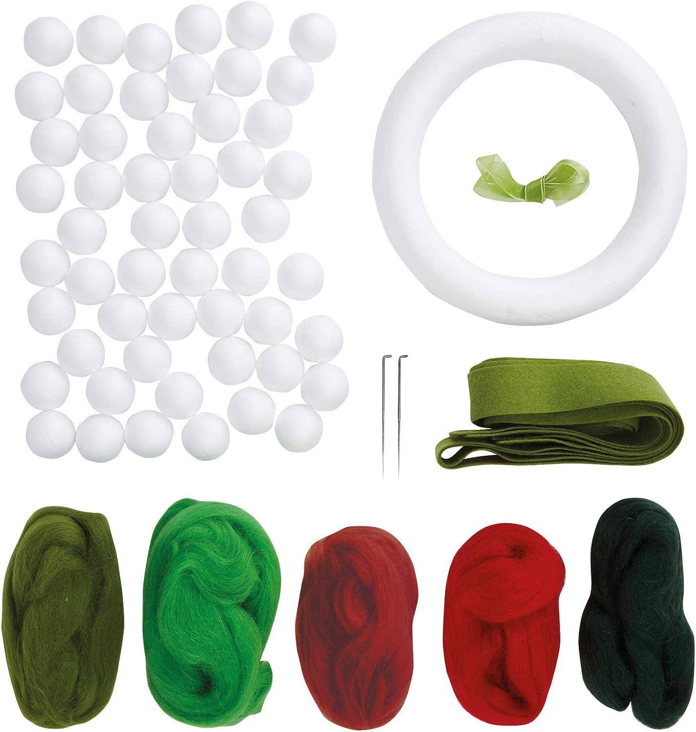 Simply Make - Create Your Own Pom Pom Christmas Wreath Kit Set in Red, White and Green, Multi-Colour - Image 4