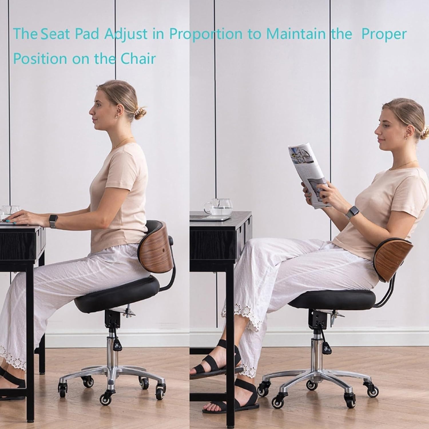 Ergonomic Kneeling Chair with Adjustable Angled Seat for Office and Home Posture Support