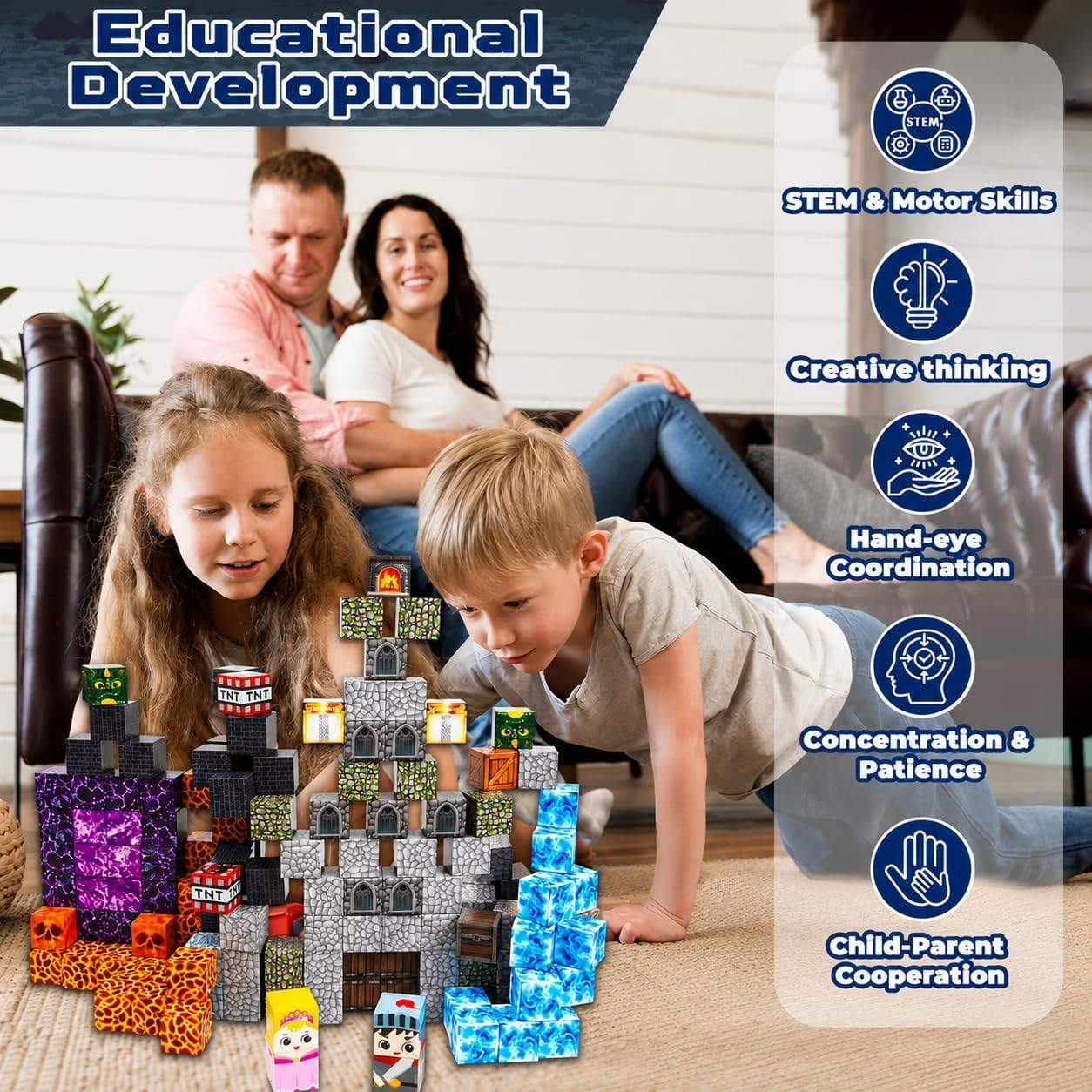 GraceDuck Costruzioni Magnetiche 150 Pcs - Costruisci il tuo Mondo Magnetico: Edizione Salvataggio della Principessa - Blocchi Magnetici per Bambini dai 3 4 5 6 7 8 9 Anni Regalo per Ragazzi e Ragazze