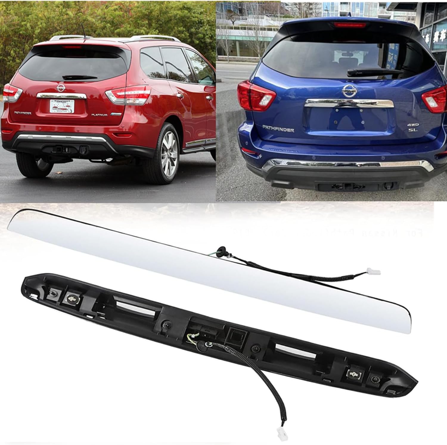 Kowosyos 90810-9PG0A Rear Tailgate Chrome Handle Garnish Finisher Molding Compatible with 2013-2019 Nissan Pathfinder,Rear Liftgate Handle